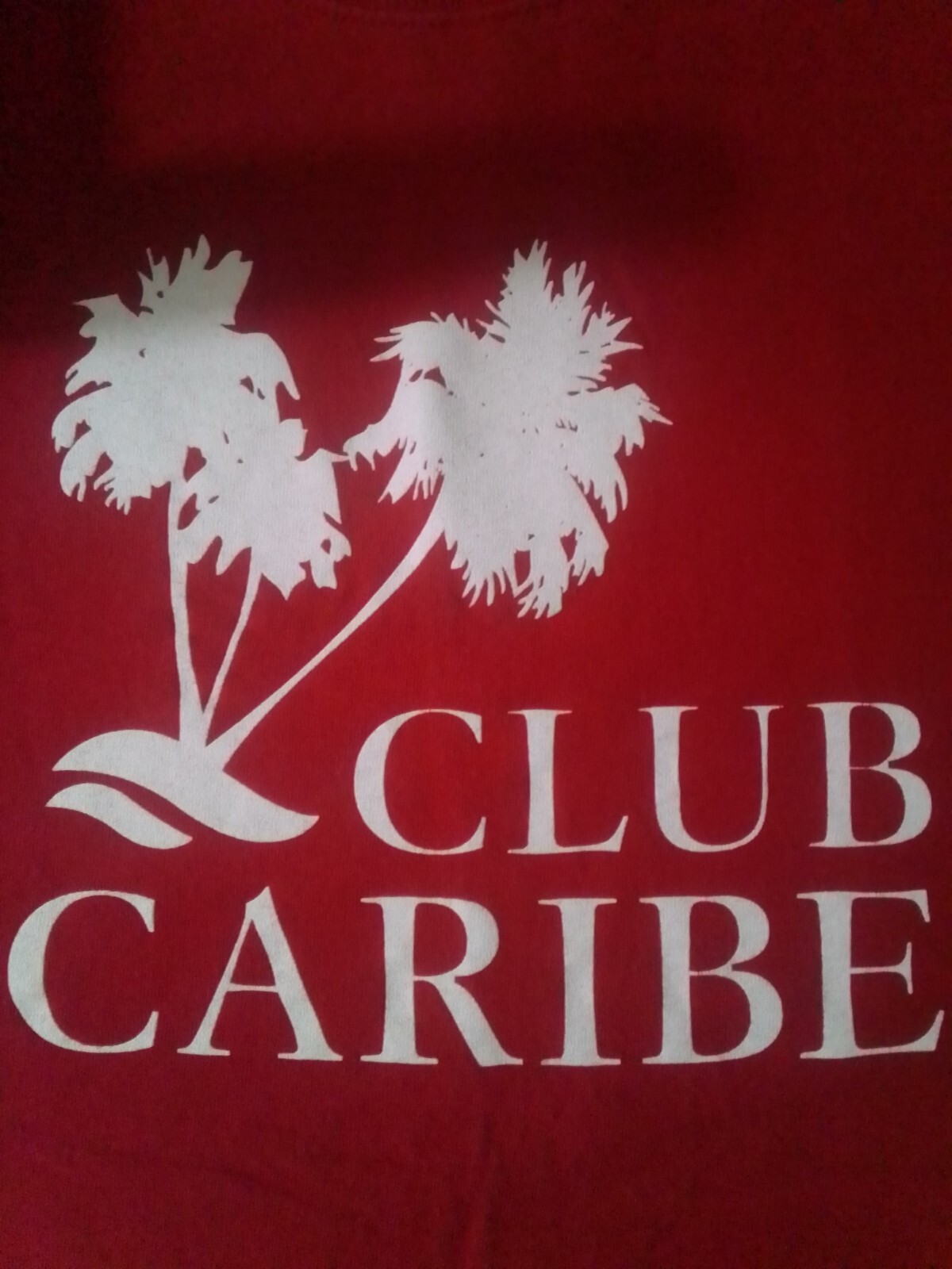 Club Caribe Rum Promo T-Shirt – Red M – Double-Sided Palm Trees Logo Tee