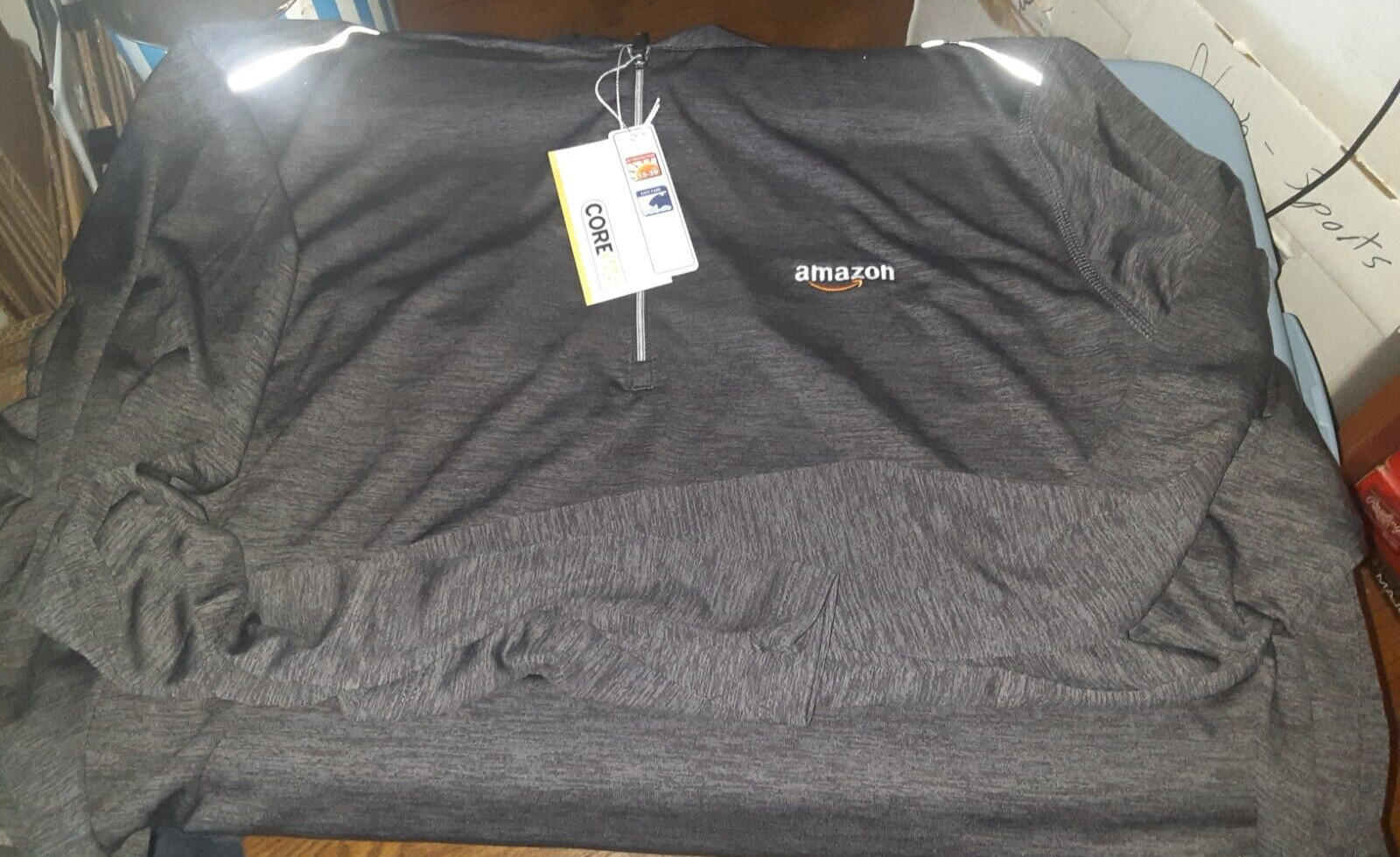 AMAZON LONG SLEEVE CARBON HEATHER BLACK SHIRT SIZE 2XL XXL PRIME