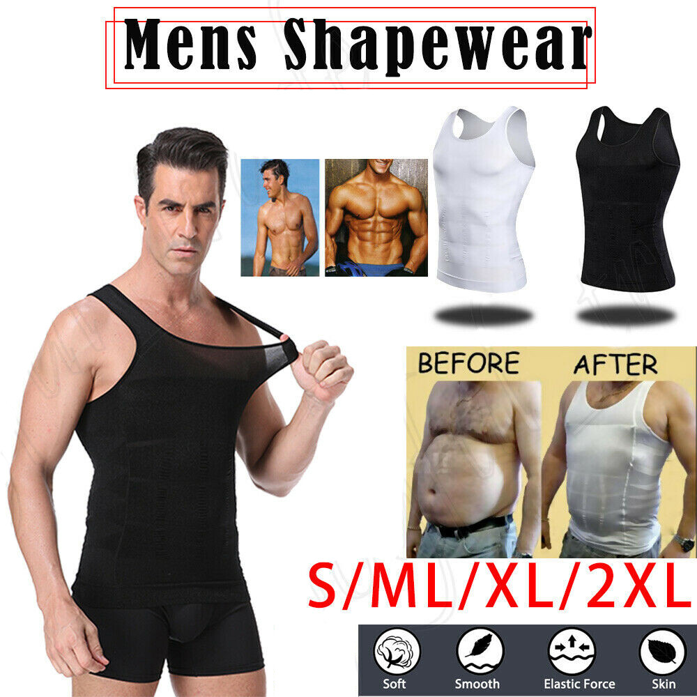 Men Slimming Body Shaper Shirt Chest Belly Tummy Control Vest Compression Tanks