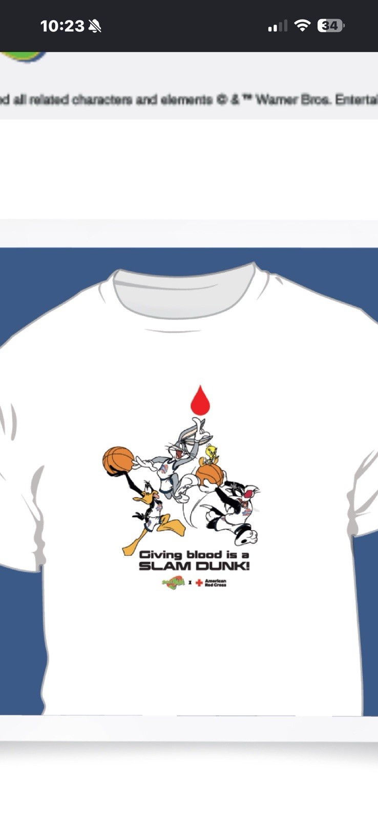 30th Anniversary Space Jam Red Cross Shirt Size XL Super Rare Looney Tunes 2026
