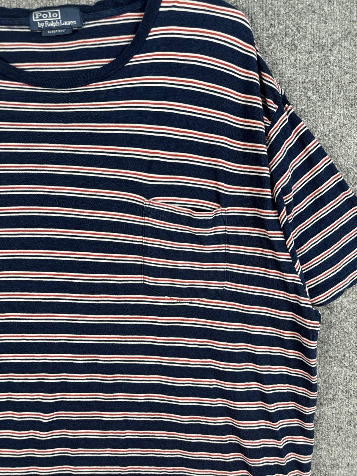 Polo Ralph Lauren Striped Pocket T Shirt Sz 2XL 90s Y2K Preppy Classic Vintage