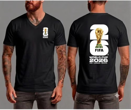 World Cup 2026 V Neck T-Shirt Football Soccer USA Worldcup Tee Logo Softstyle