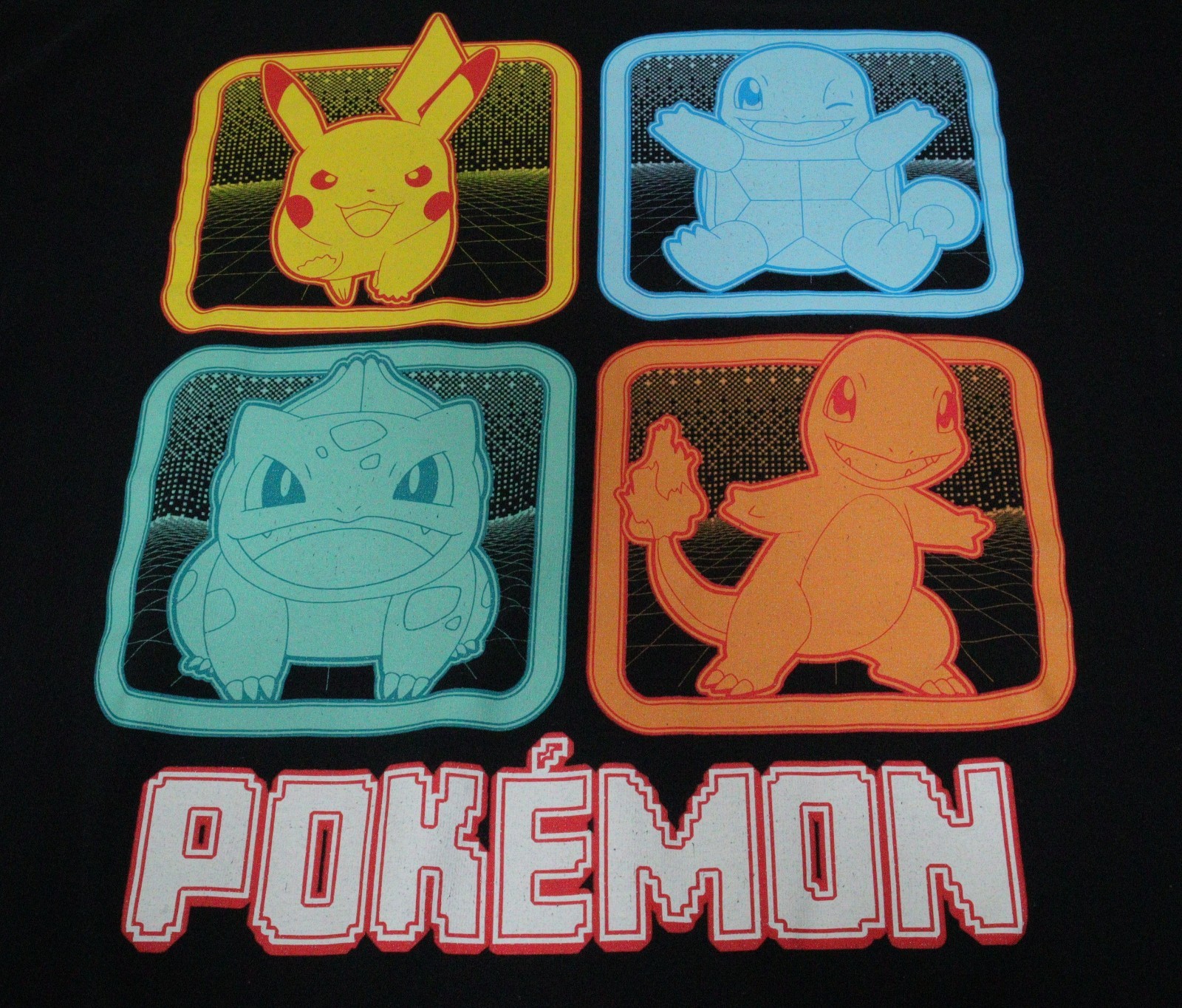 Pokémon Pikachu Squirtle Bulbasaur Charmander Graphic T-Shirt Men’s XL T0408