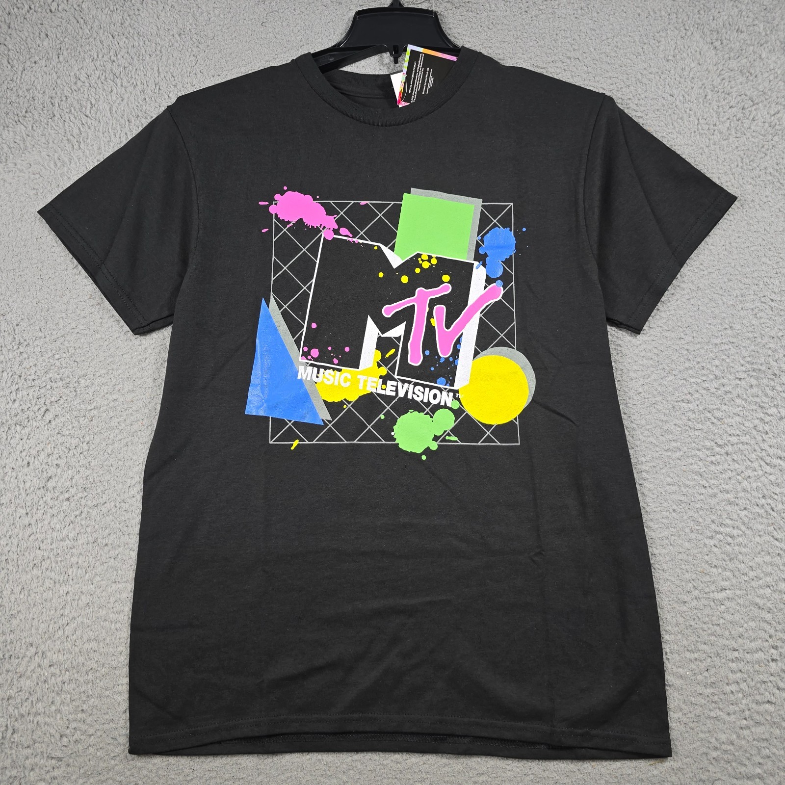MTV MUSIC TELEVISION SHIRT Mens Medium BLACK MUSIC Casual Retro 90s 80s NWT