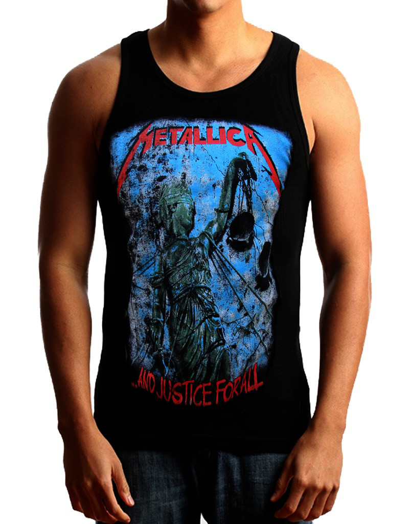 METALLICA AND JUSTICE FOR ALL PUNK ROCK Band Black Tank Top