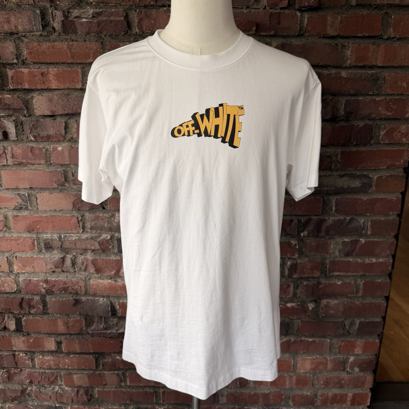 Off-White Main Label Arrows Graphic T-Shirt White Yellow Black Men’s XL Cotton