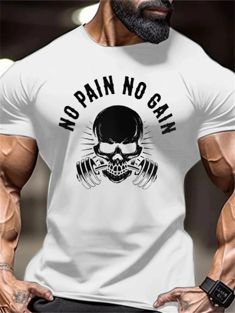 Men’s Sport Workout Gym Regular Fit 100% Cotton T-Shirt Summer Casual Streetwear