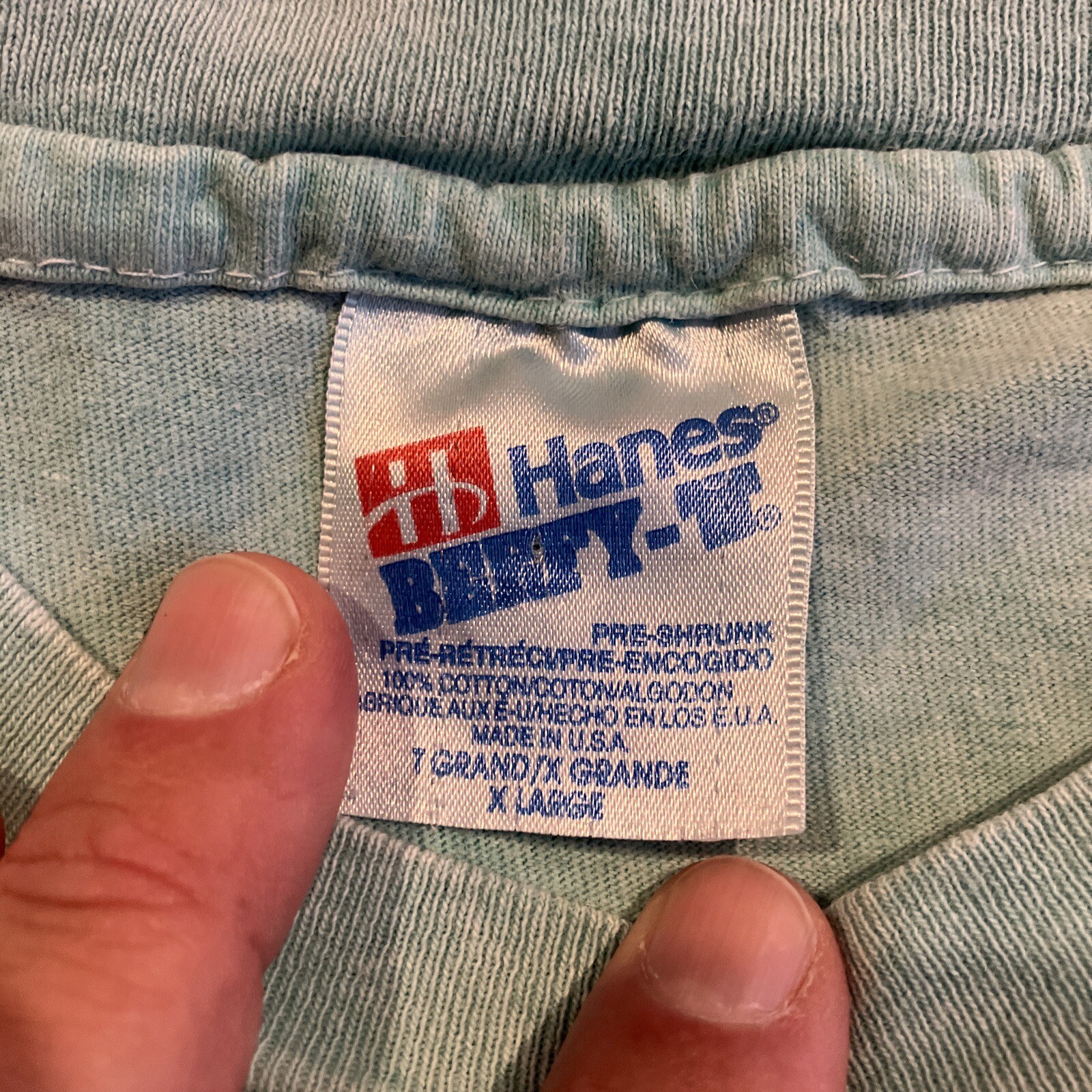 Vintage – Hanes Beefy – Maui – Tie Dye – Single Stitch – Embroidered T Shirt- XL