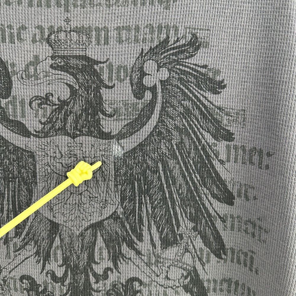 Waffle Knit Eagle Animal Print Tshirt Mens Gray Black Long Sleeve Tee Grunge