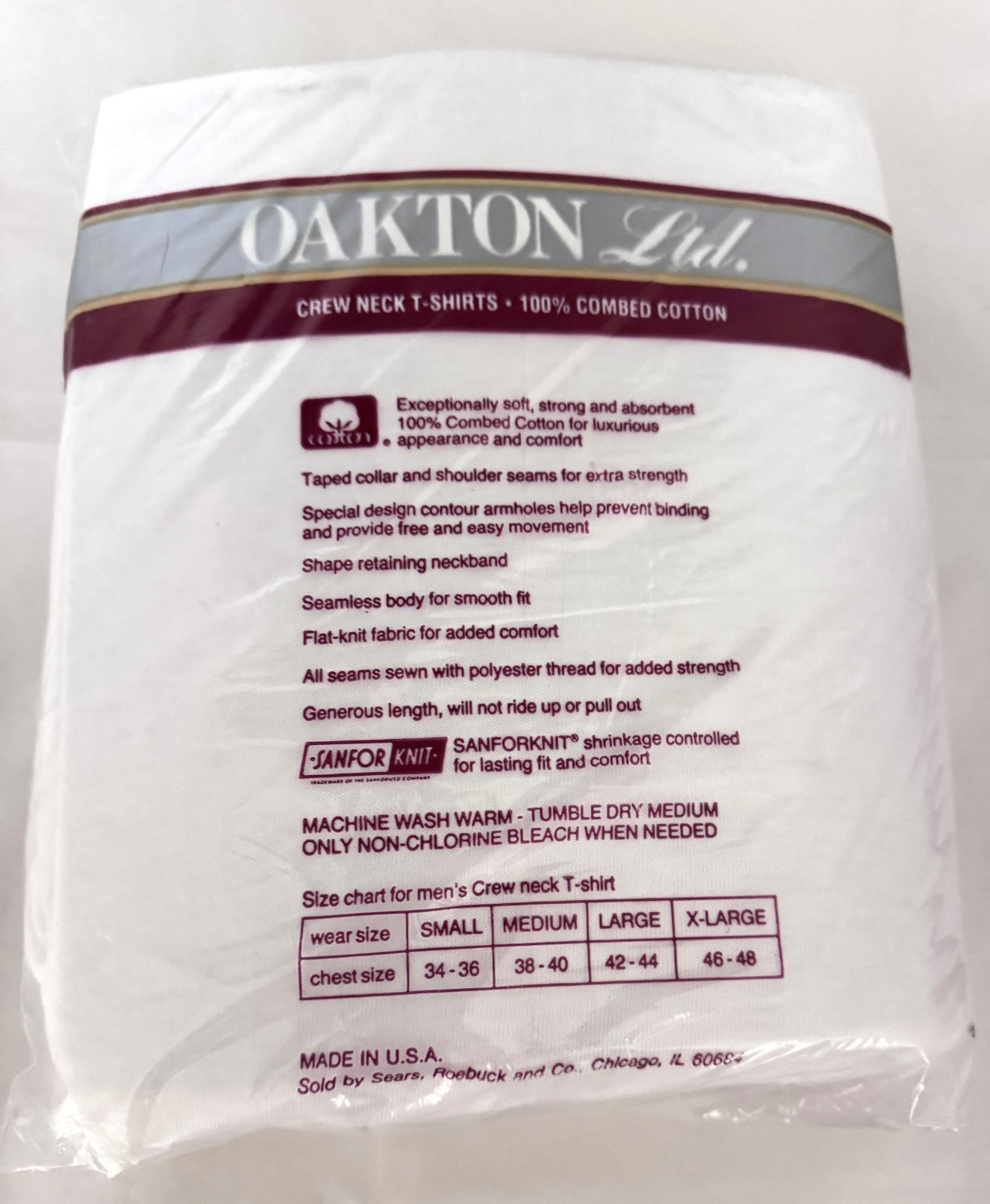 Vintage Oakton Ltd. 3 Pack Combed Cotton White Shirts XL 46-48 NIP USA