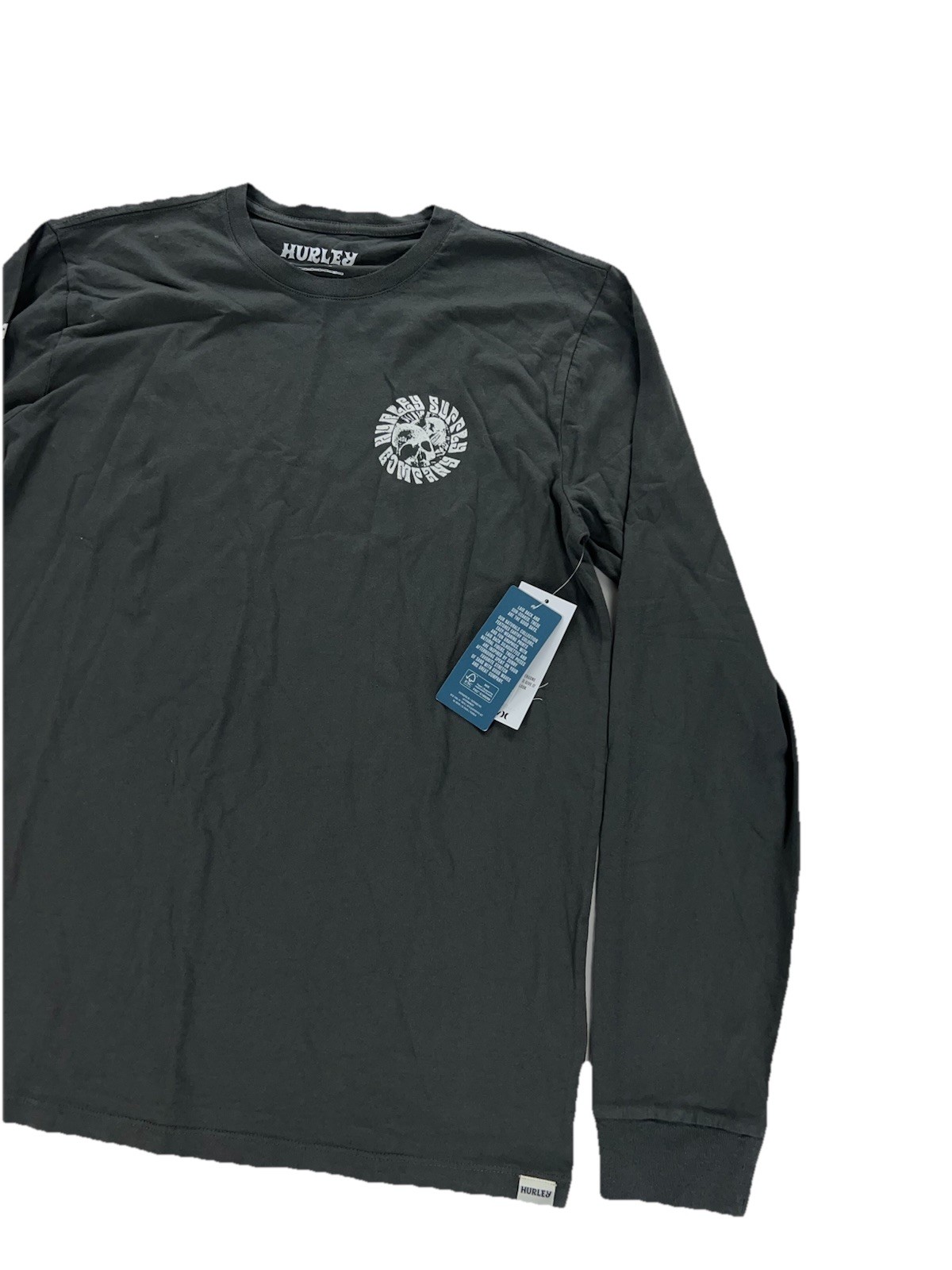 NEW Hurley Naturals Skull Mandala Long Sleeve Mens T Shirt Tee Surf Gray