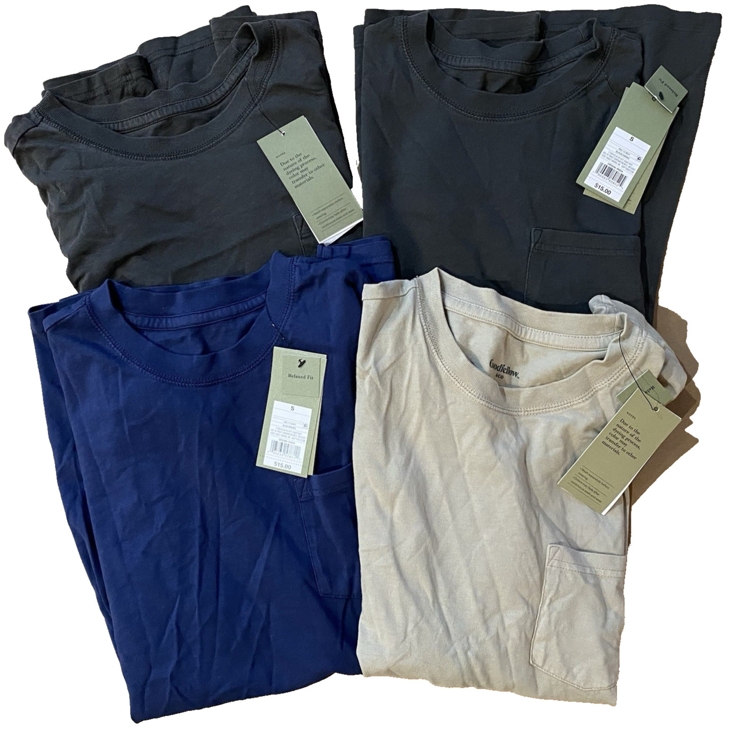 (x4) Goodfellow S Small Short Sleeve Tee Shirt Relaxed Fit Pocket Crew Neck Men