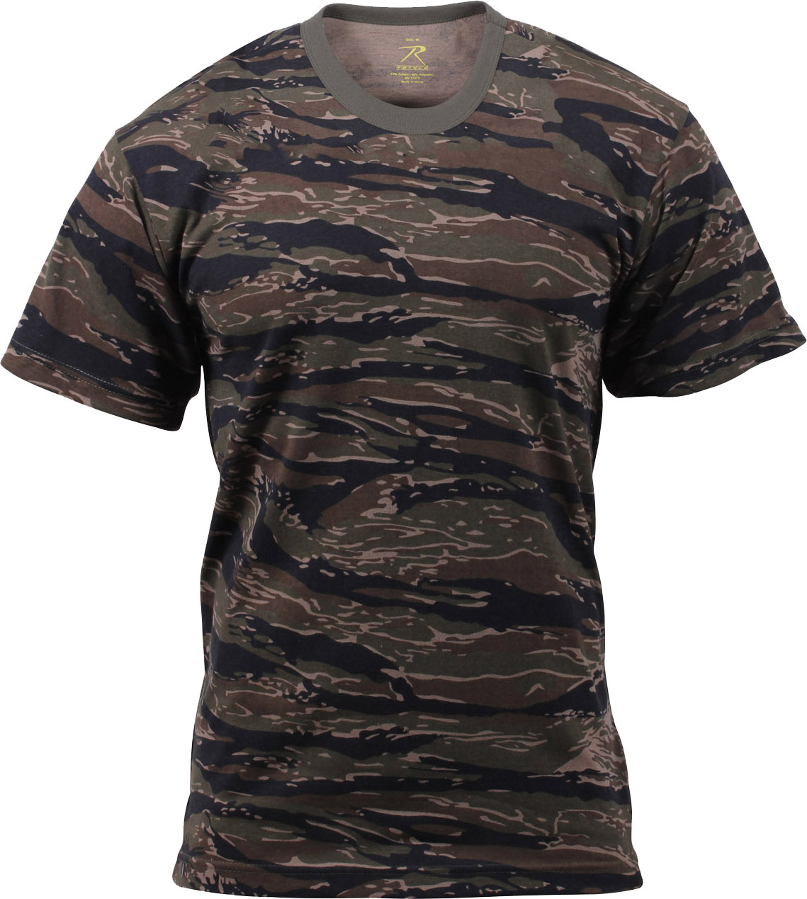 Mens Tiger Stripe Camouflage Tactical Military Short Sleeve T-Shirt