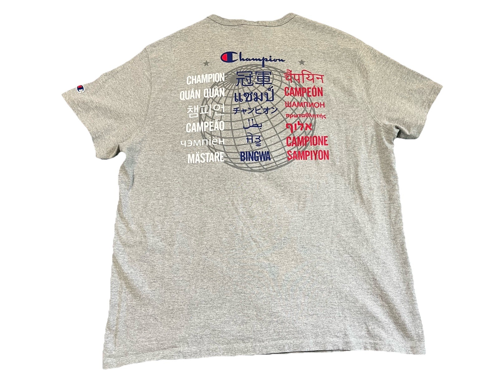 Champion Men’s XL International Unity Classic Heritage Tee Gray White Blue