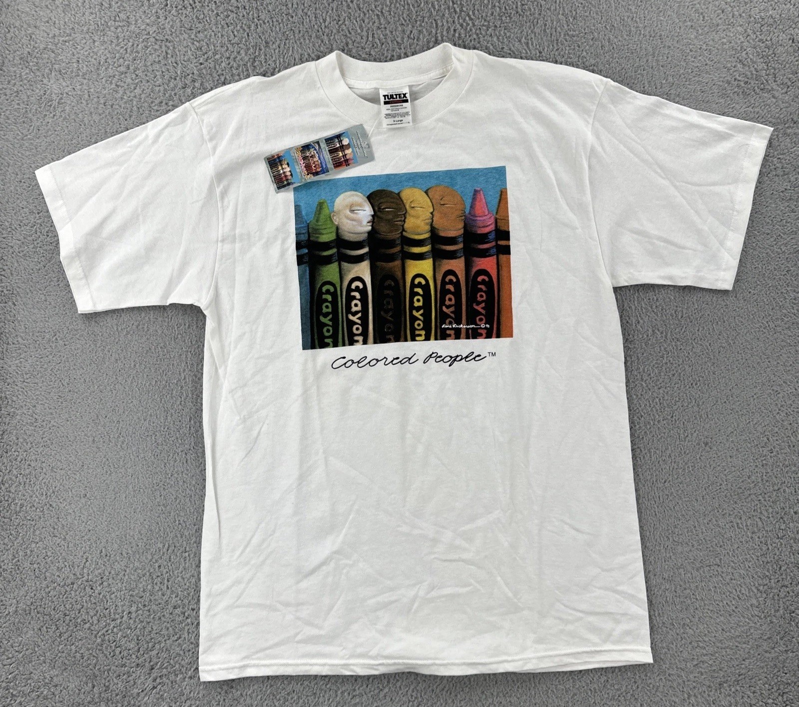 Vtg Tultex Mens XL White Shirt Rene Dickerson Colored People Art Tee 93 NWT 90s