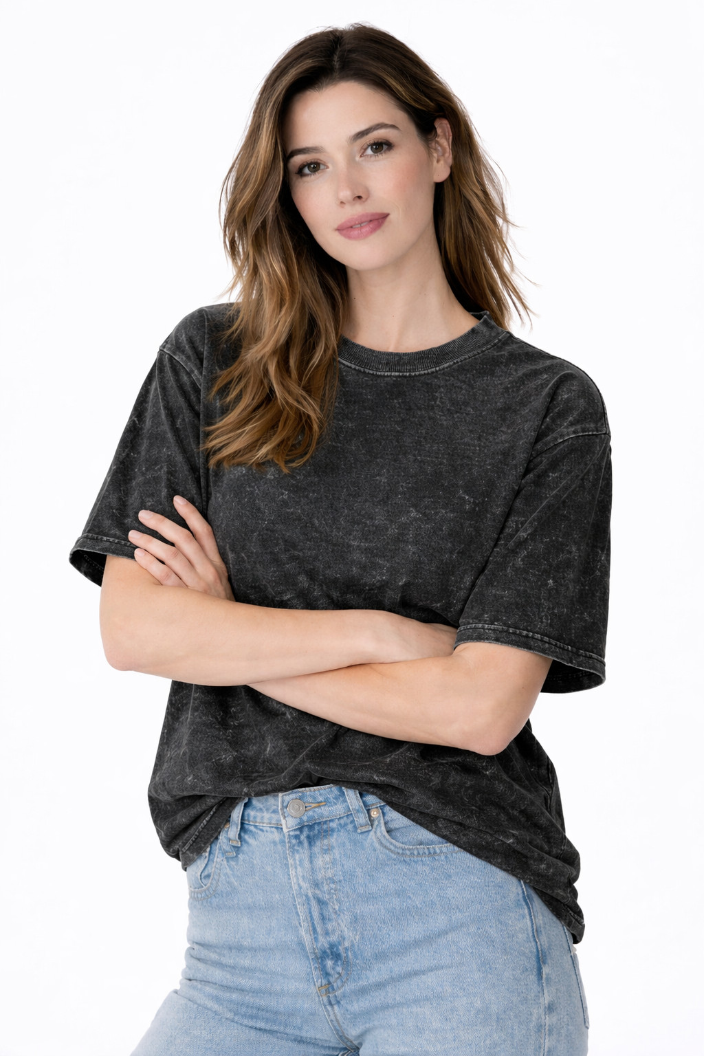 6 PK Unisex Men  Women Acid / stone Wash T-Shirts cotton multicolour ( M )