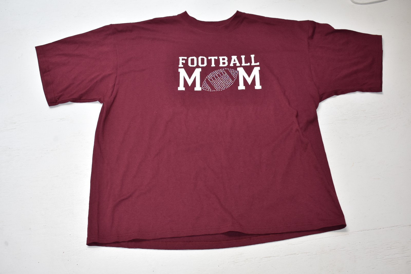 Football Mom T-Shirt 2XL MAROON BURGANDY SPARKLE SOFFE