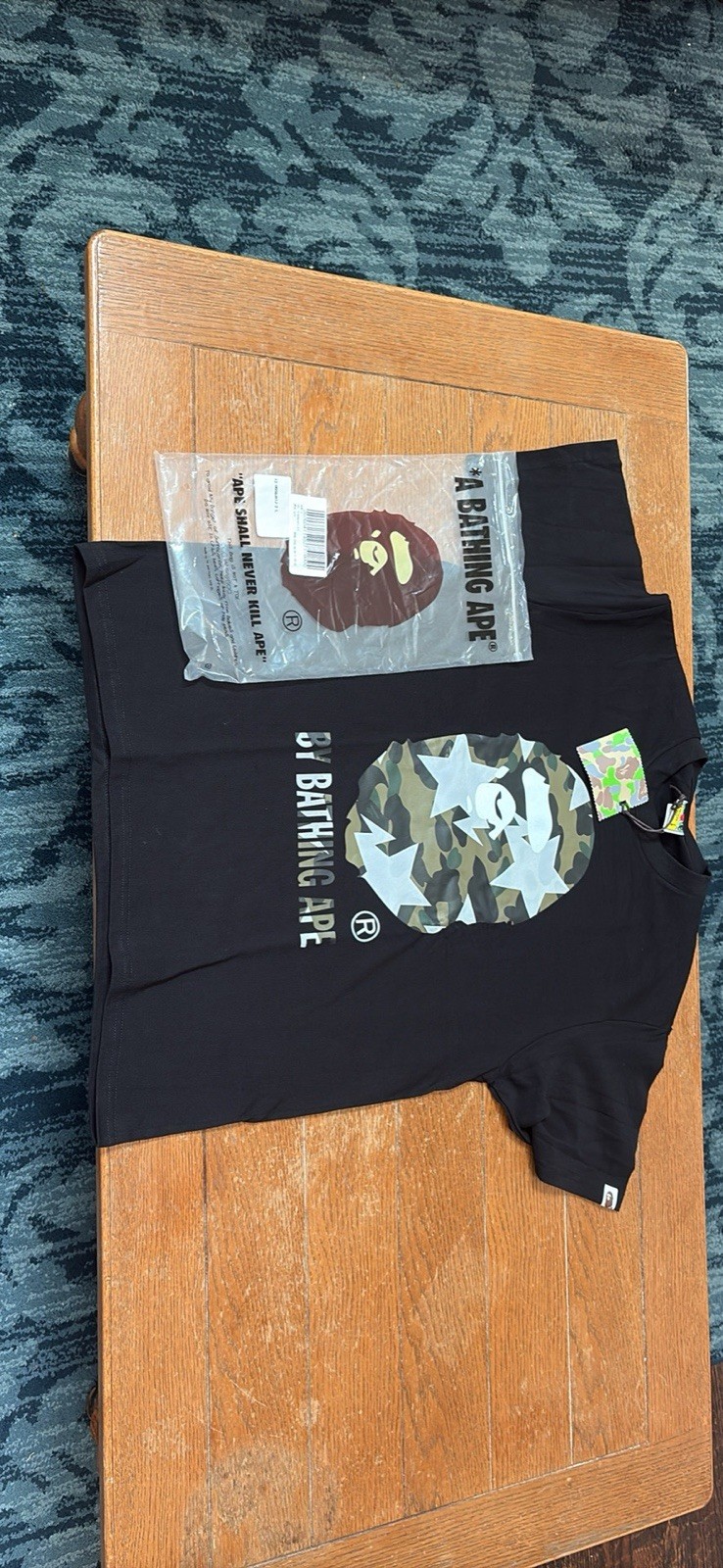 A Bathing Ape BAPE Men’s Black Graphic Logo Crew Neck Short Sleeve T-Shirt L
