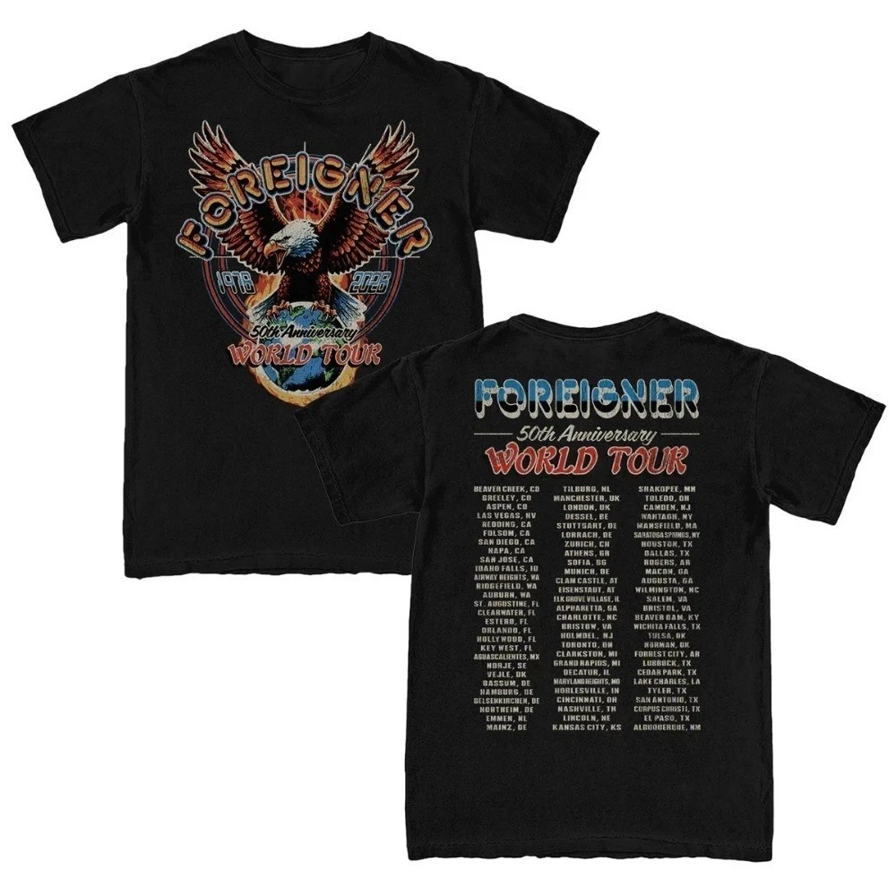 New!! Foreigner Band 50th Anniversary Eagle Tour Tee All Size