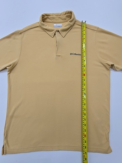 Columbia Outdoor Polo Shirt Men’s Tan L/G Regular Fit Logo Knit