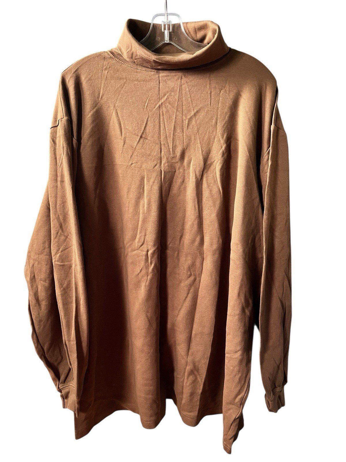 KingSize Men’s Sz 3XL 100% Cotton Turtleneck Long-Sleeve Tee Brown