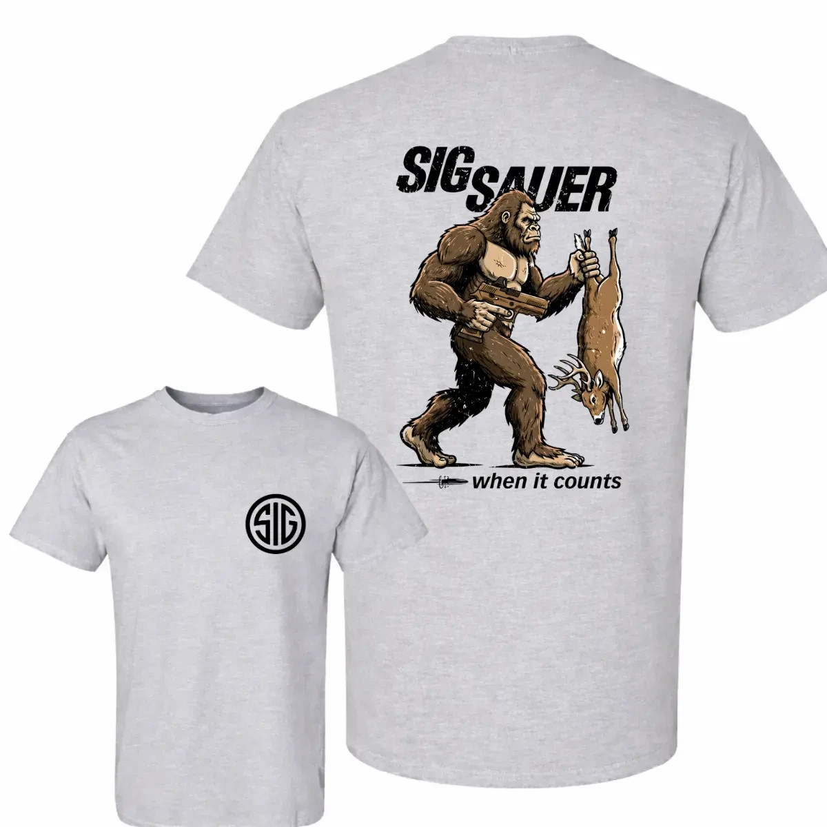 Sig Sauer Bigfoot Hunting T-Shirt, Funny Sasquatch Deer
