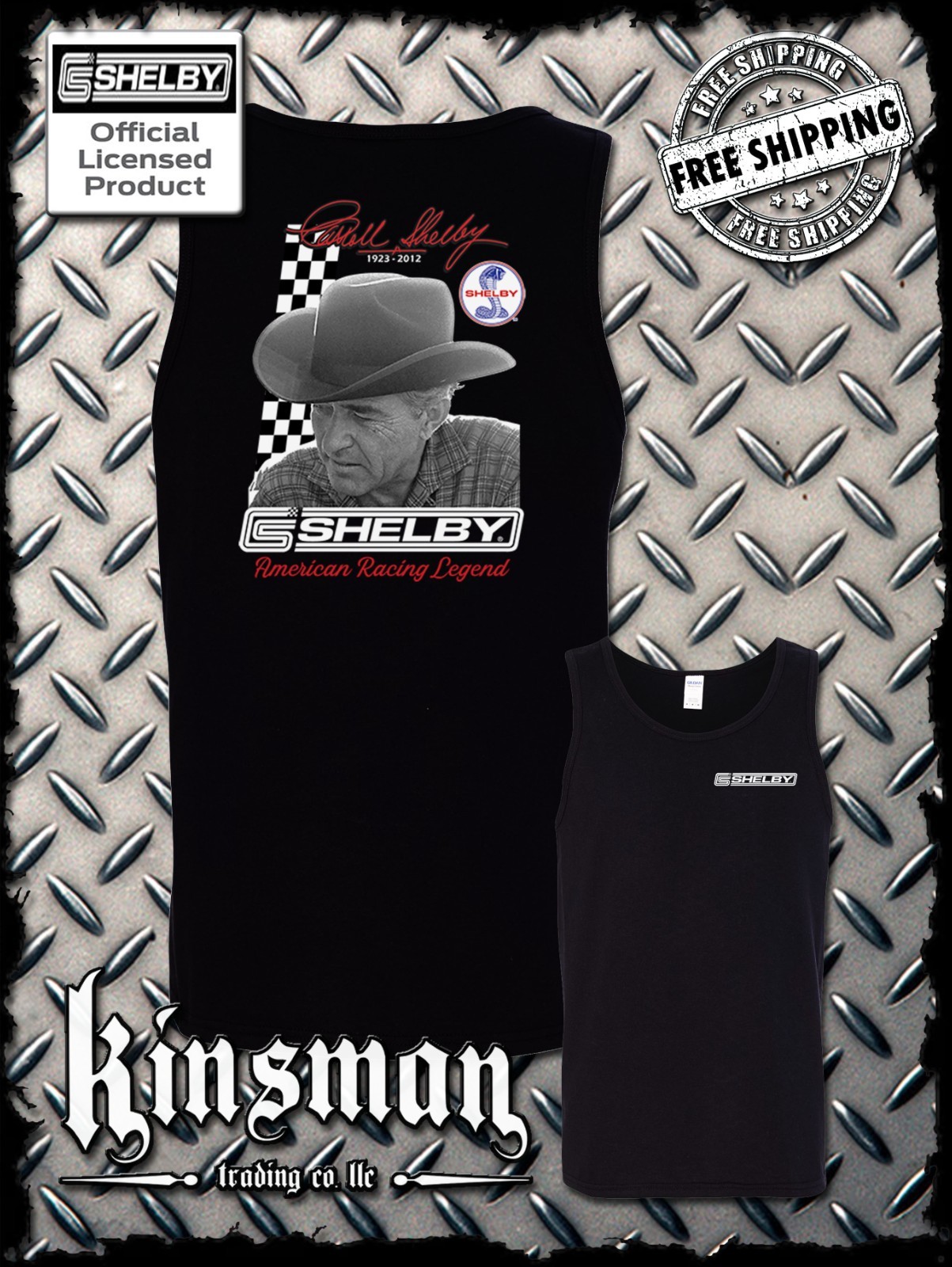 Carroll Shelby Portrait 2-Sided Tank Top T-Shirt GT 500 Ford Mustang