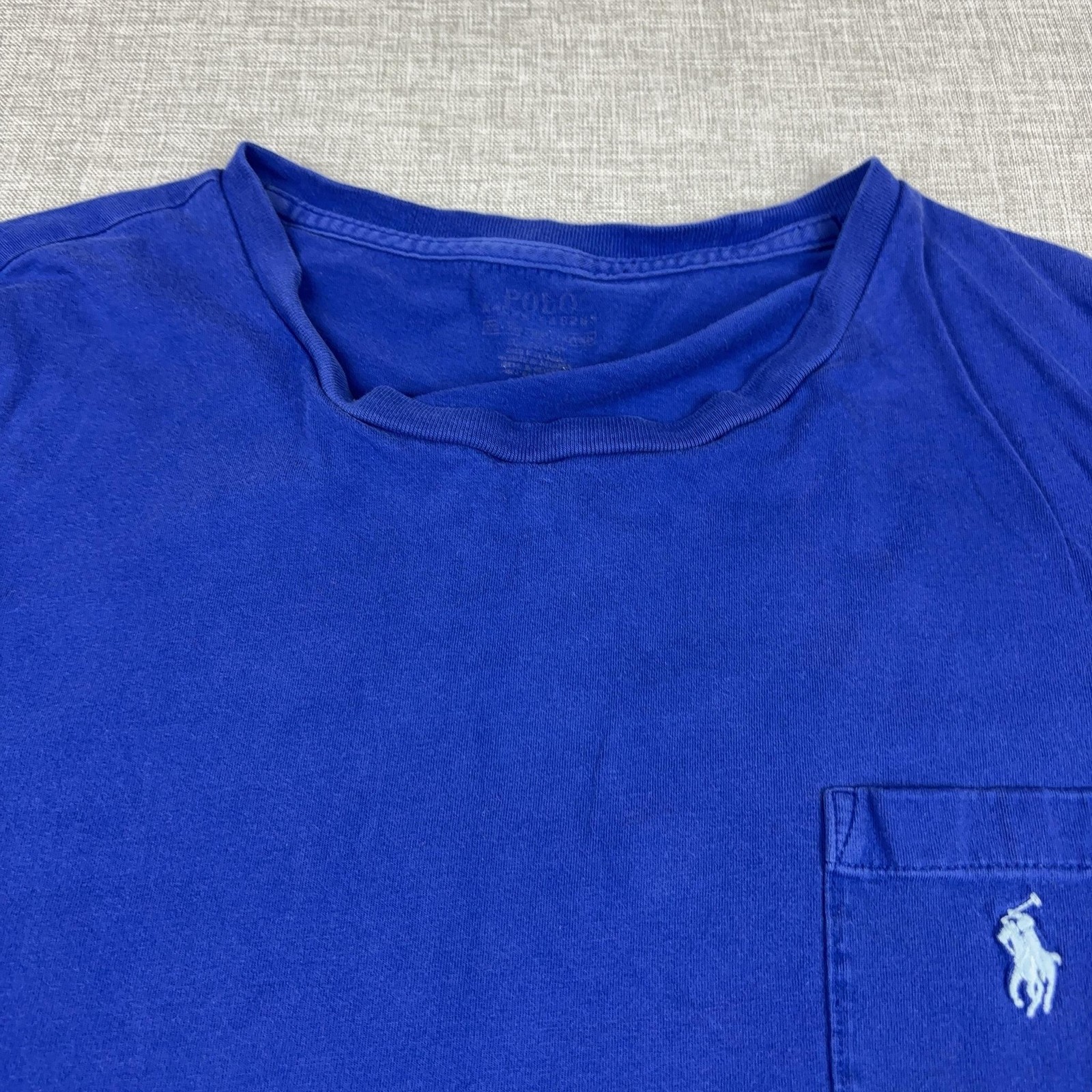 Polo Ralph Lauren Shirt Mens XL Blue Pocket Tagless Logo Cotton Jersey Tee
