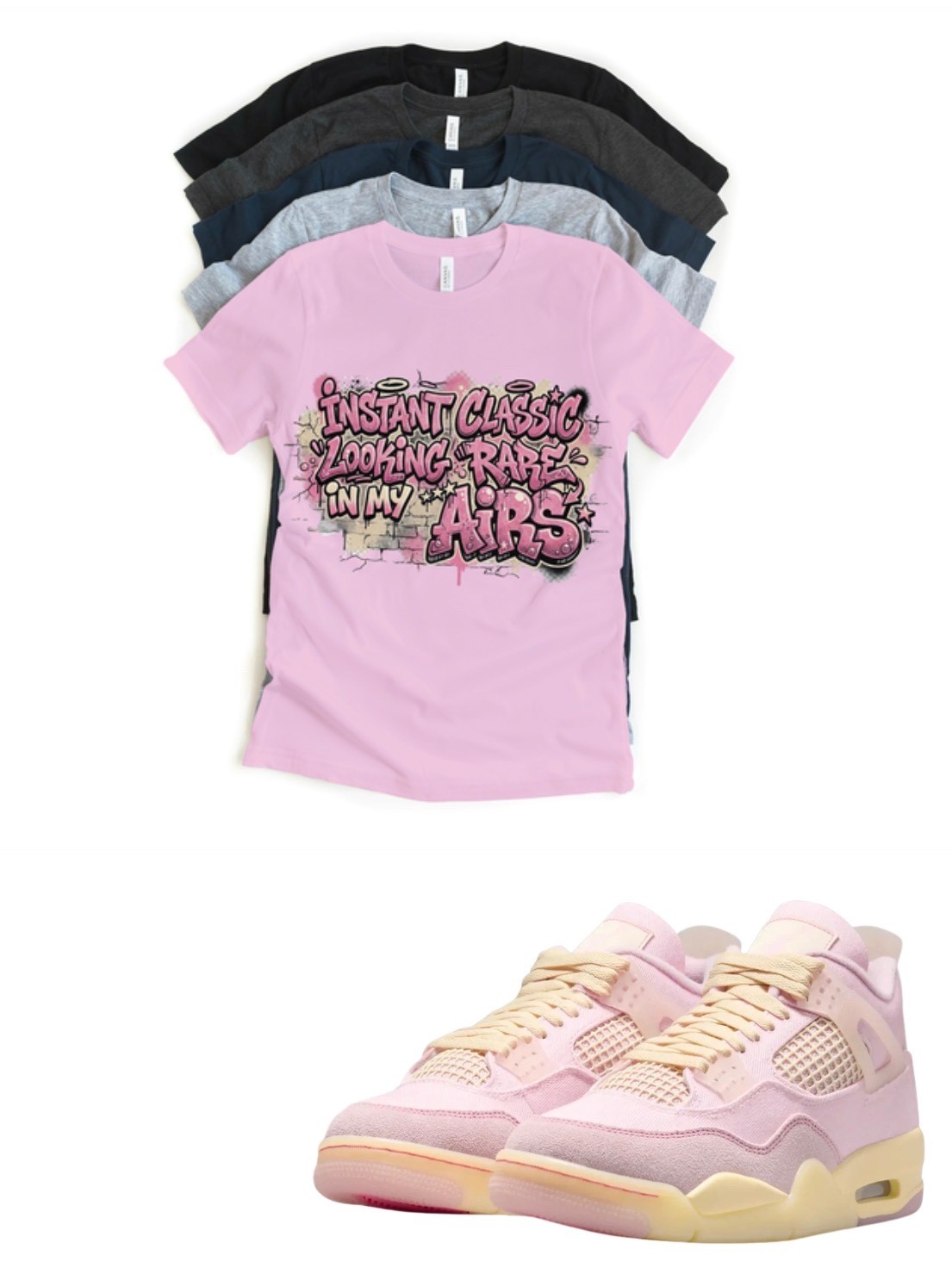 Shirt to match Jordan 4 Iced Carmine Pink Denim Sneakerhead Matching Tee