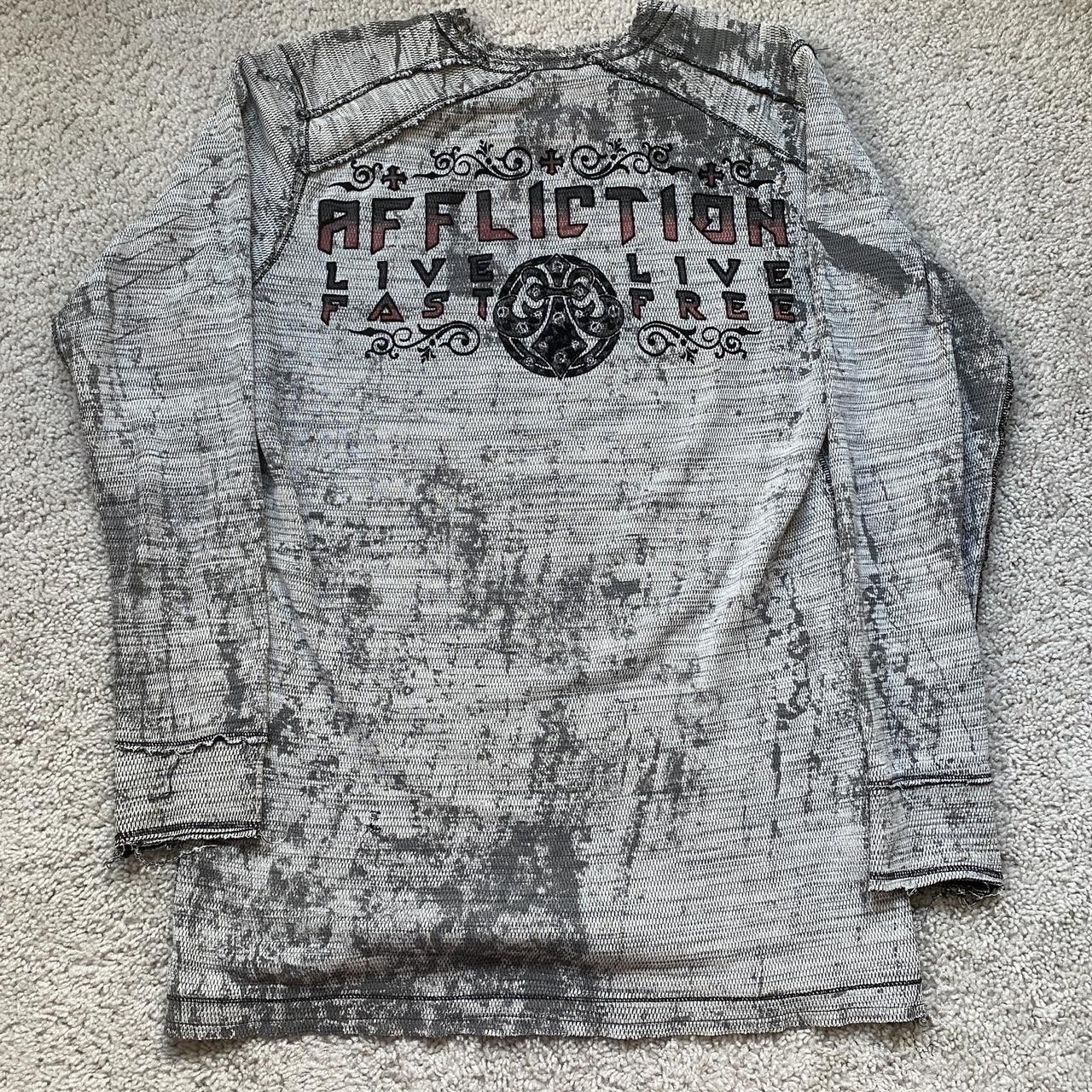 Affliction Reversible Thermal Shirt Mens XL Waffle Knit long Sleeve Y2K Chief