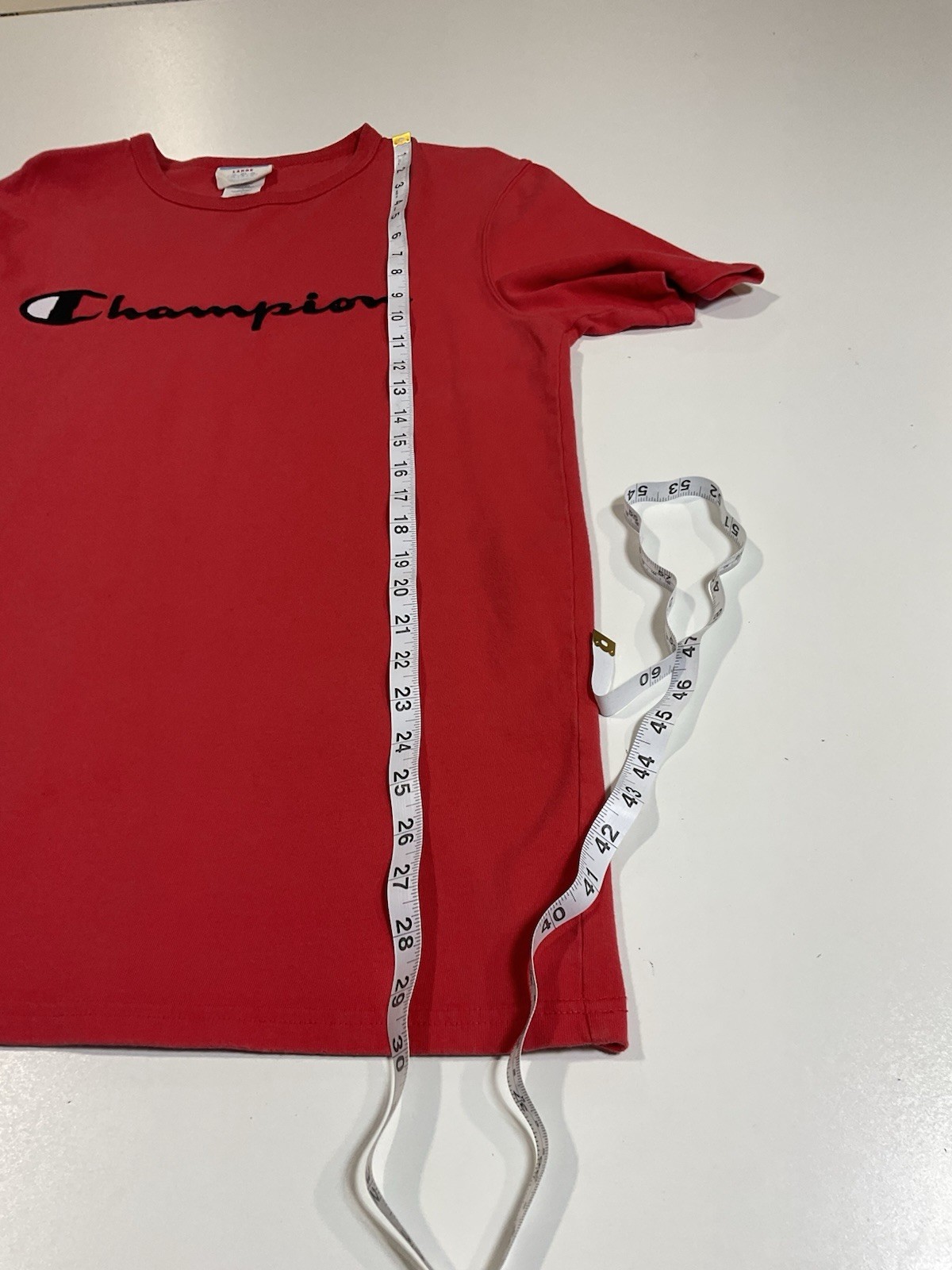Champion Embroidered Script Logo T Shirt Sz L Red Sportswear