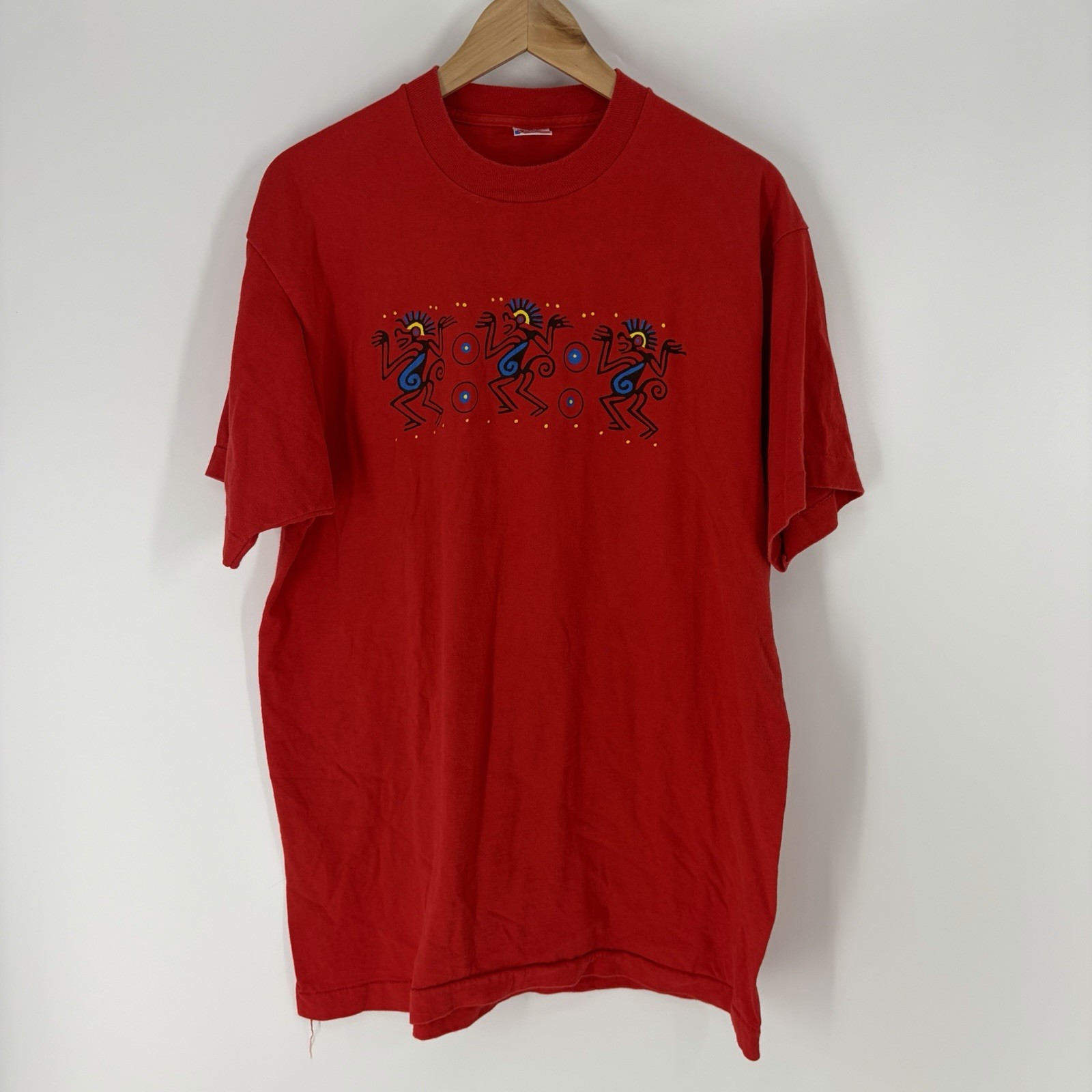 VTG Single Stitch Graphic Tee XL Red Fruit of the Loom T Shirt Southwest Tribal