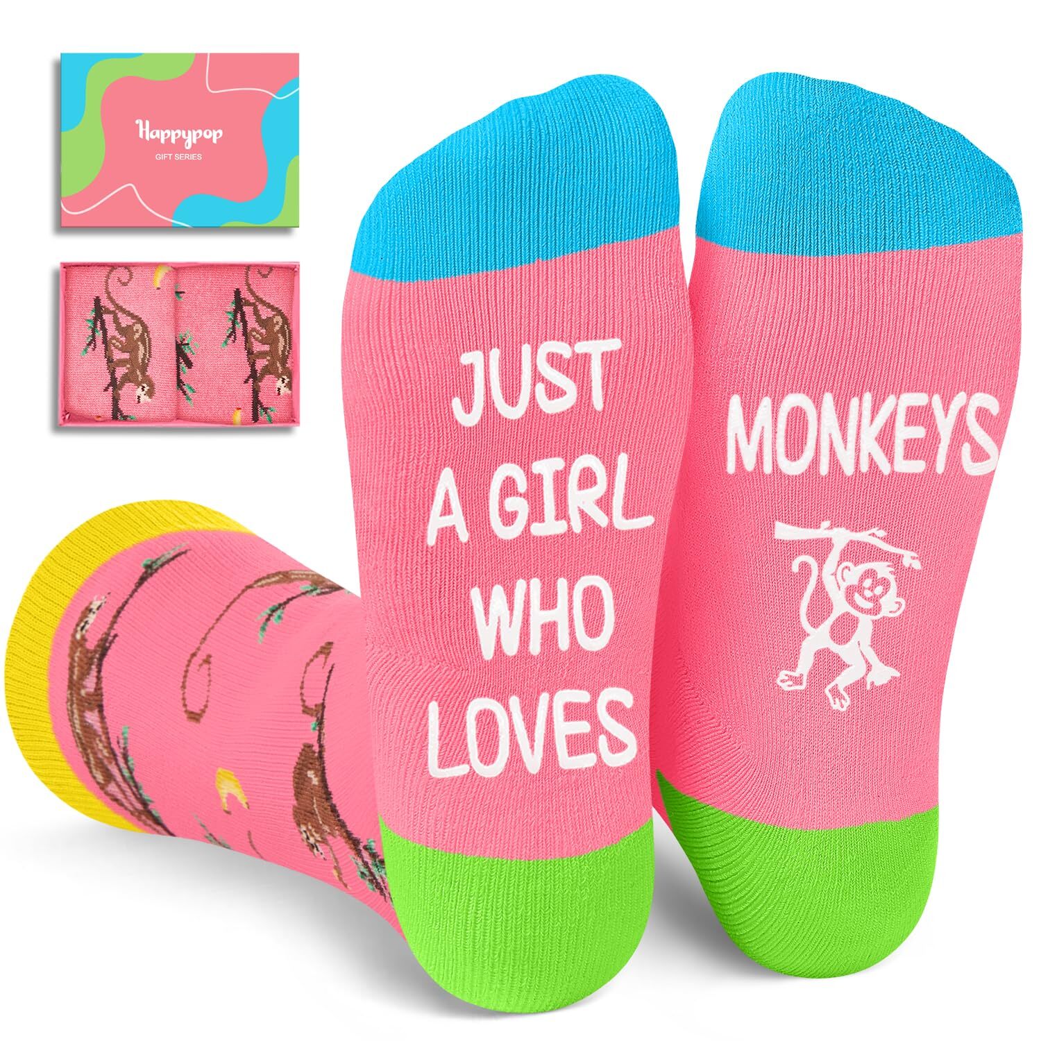 Funny Monkey Socks for Women Cute Animal Socks Teen Girls Stocking Stuffers
