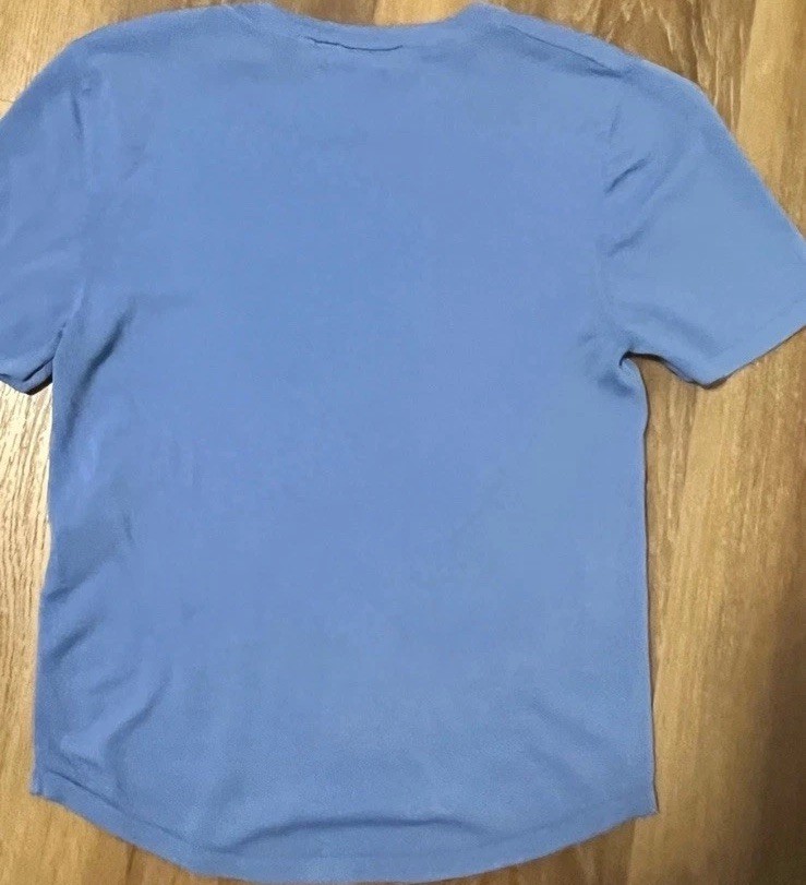ZARA Teen Blue Crew Neck Short Sleeve Knit T-Shirt Logo Viscose/Nylon M