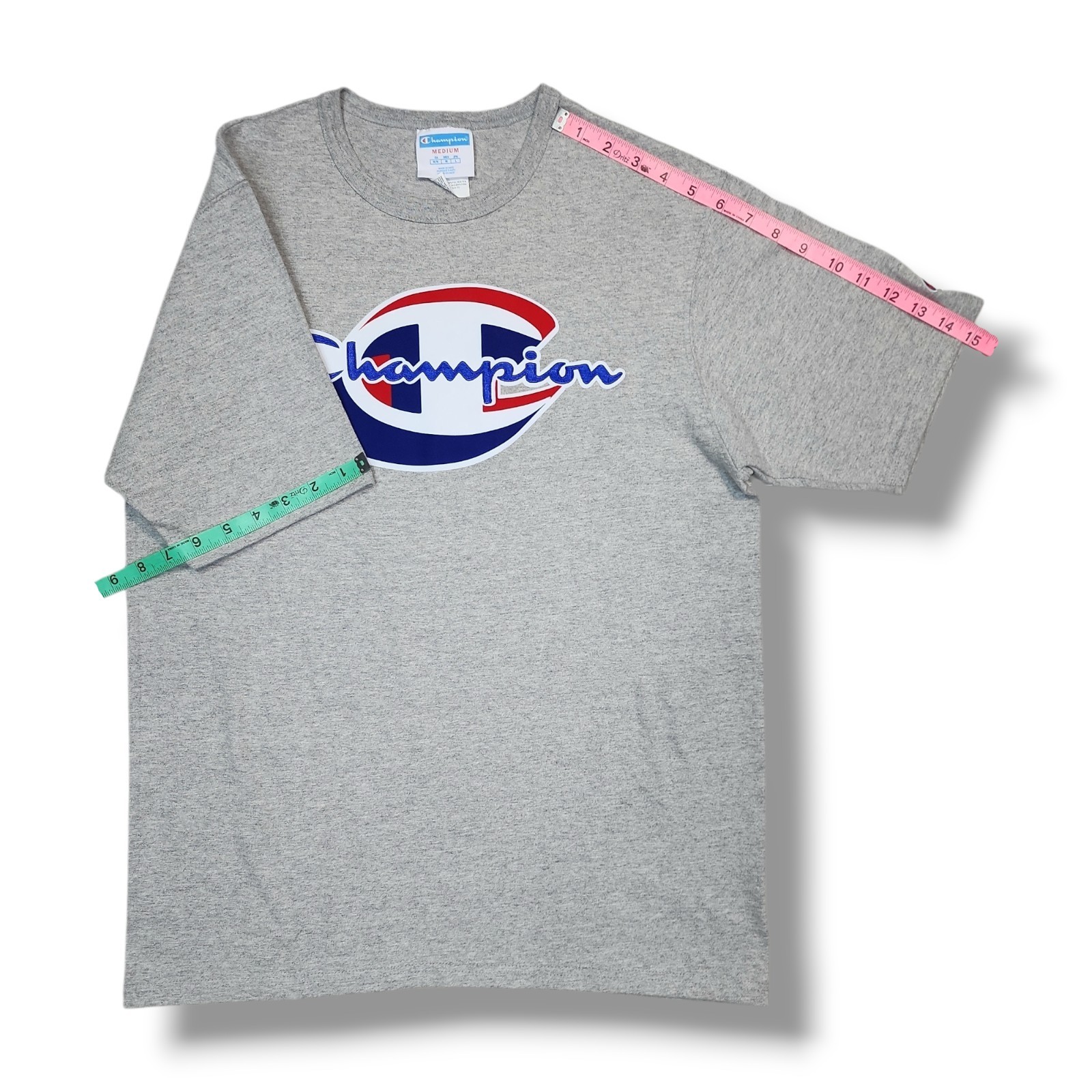 Champion Short Sleeve Crew Neck Big Logo Pullover Gray T-Shirt Men’s M