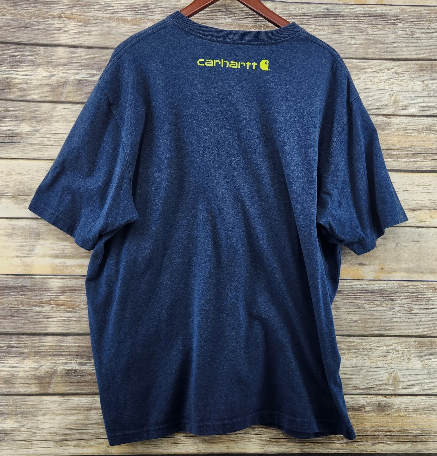 Carhartt Shirt Blue Heather Neon Spell Out Work Wear K195 Cotton Casual Adult XL