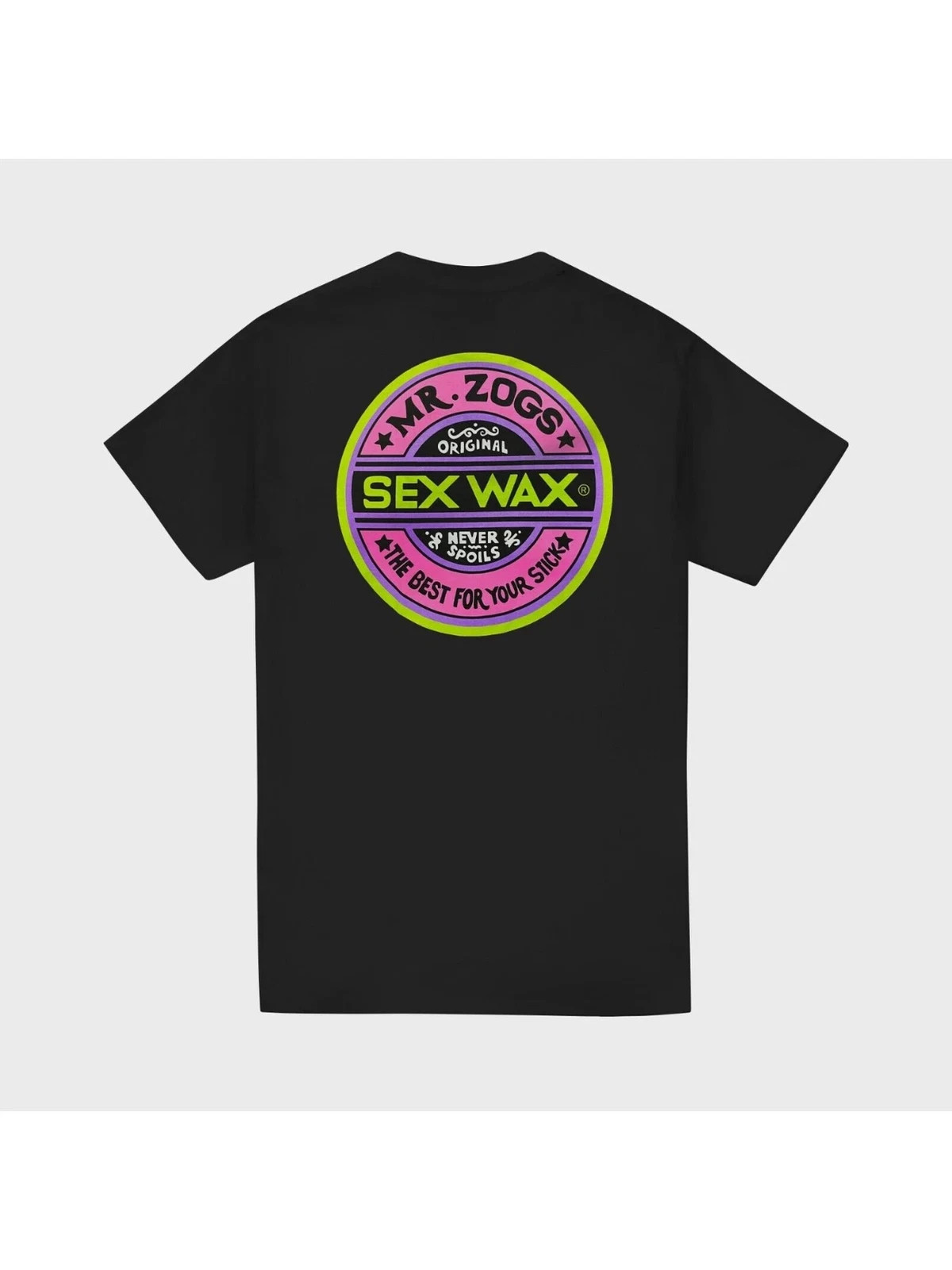 SEX WAX – Mens Fluoro T-Shirt – Black – Casual Short Sleeve Tee