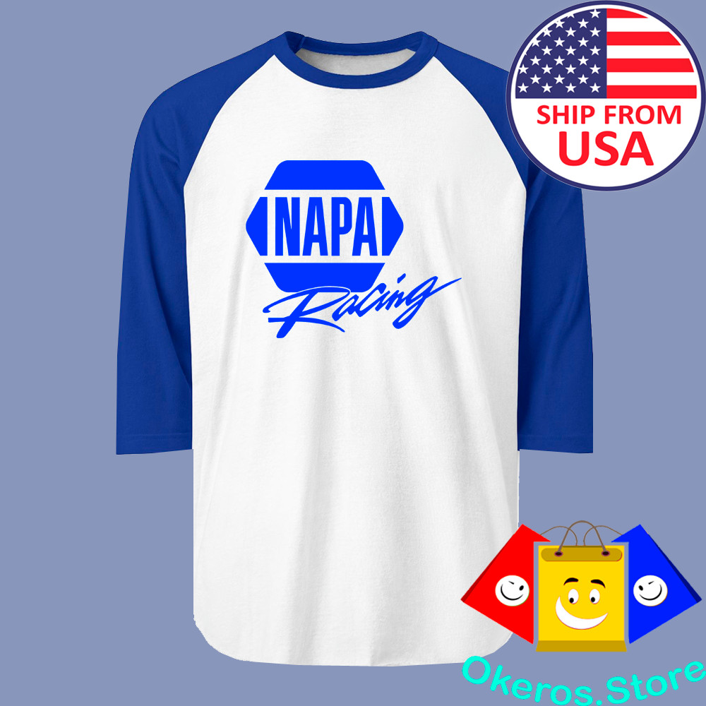 Napa Auto Parts Racing Men’s Raglan White Blue Size S to 2XL