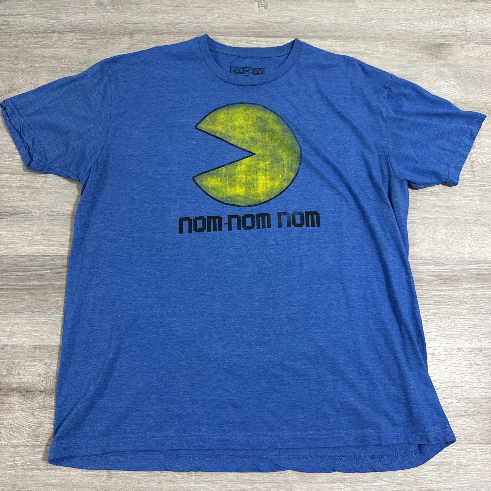 Pac-Man Shirt Nom Nom Nom Men’s Blue 2XL 55% Cotton 45% Polyester Tee