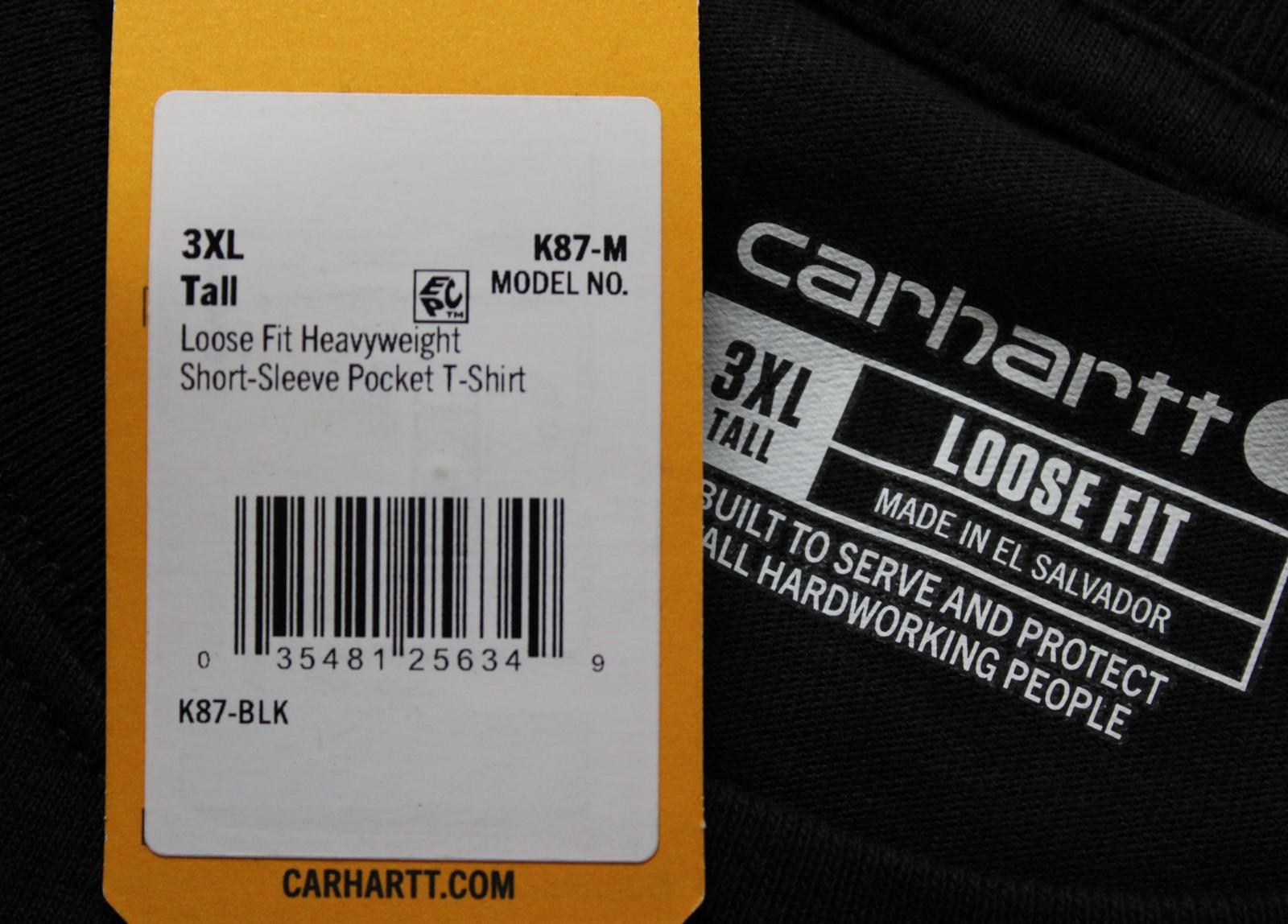 Carhartt Men’s Tall Loose Fit Short Sleeve Pocket T-Shirt EJ3 Black Size 3XL