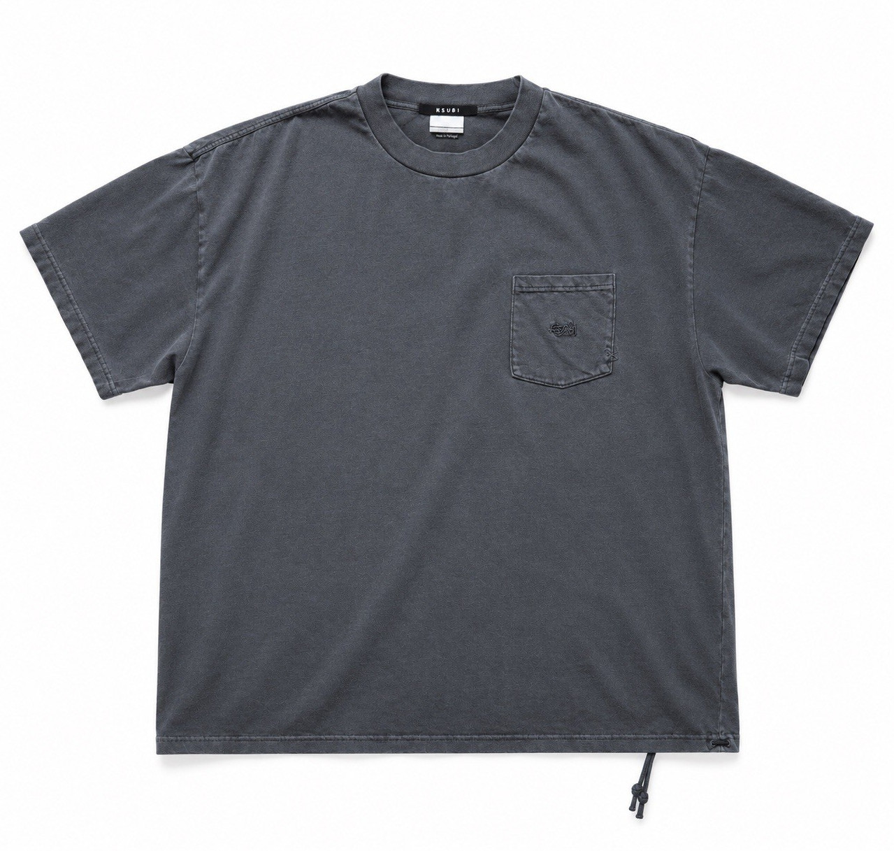Ksubi Pocket T-Shirt Men’s XL Gray Made in Portugal Drawstring Hem Cotton Tee