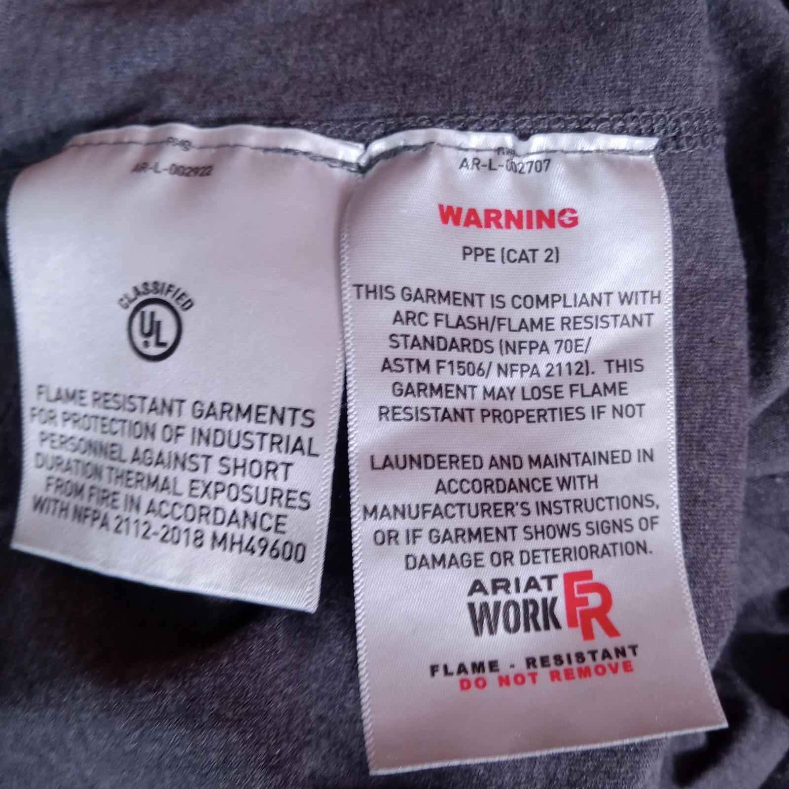 Ariat Work FR Mens XL Gray Flame Resistant Henley Long Sleeve Shirt CAT 2 NFPA