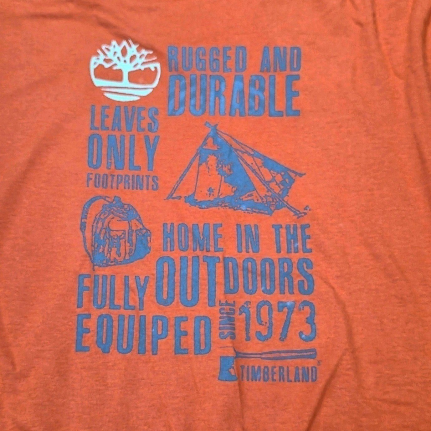 Timberland T-Shirt Men’s Size Large Orange Since 1973 Graphic 100% Cotton New