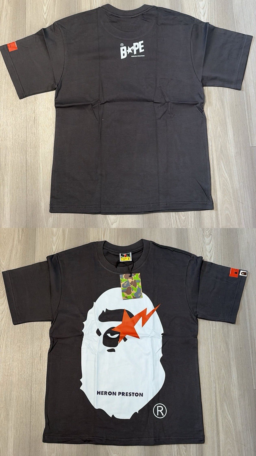 A Bathing Ape BAPE x Heron Preston Men’s Black Graphic Logo Tee S quality 1.1