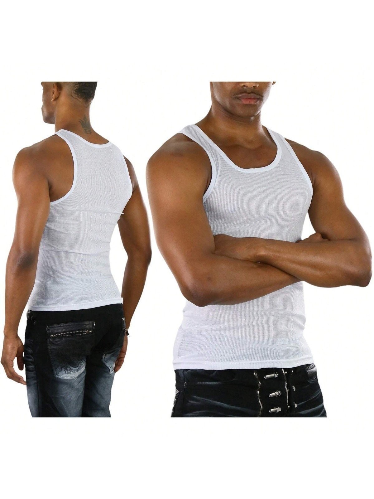 ToBeInStyle Men’s Slim Fit Shallow Scoop Neck Sleeveless A-Shirts