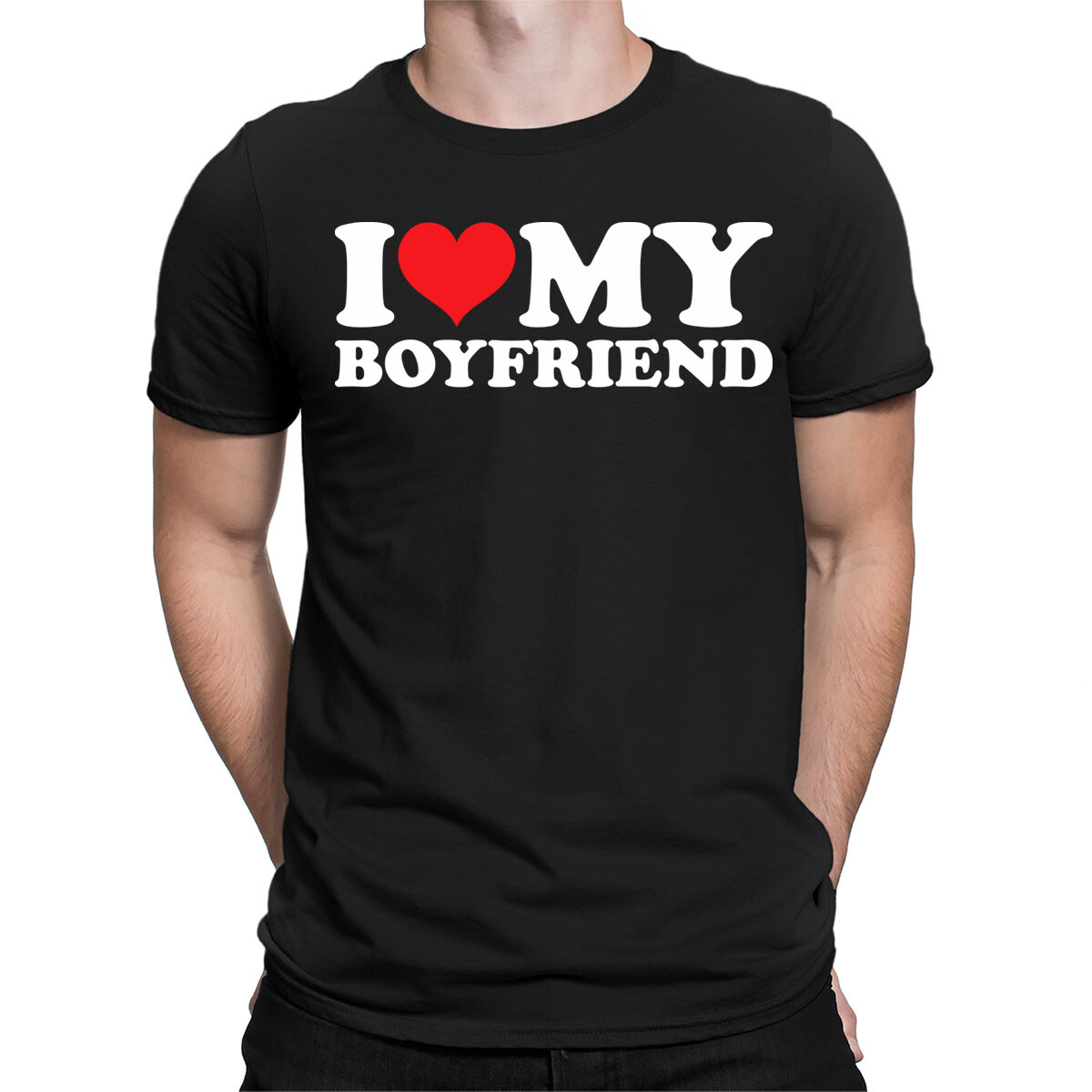 I Love My Boyfriend Worlds Best Soulmates Forever T-Shirt Mens Tee Love Top #E1
