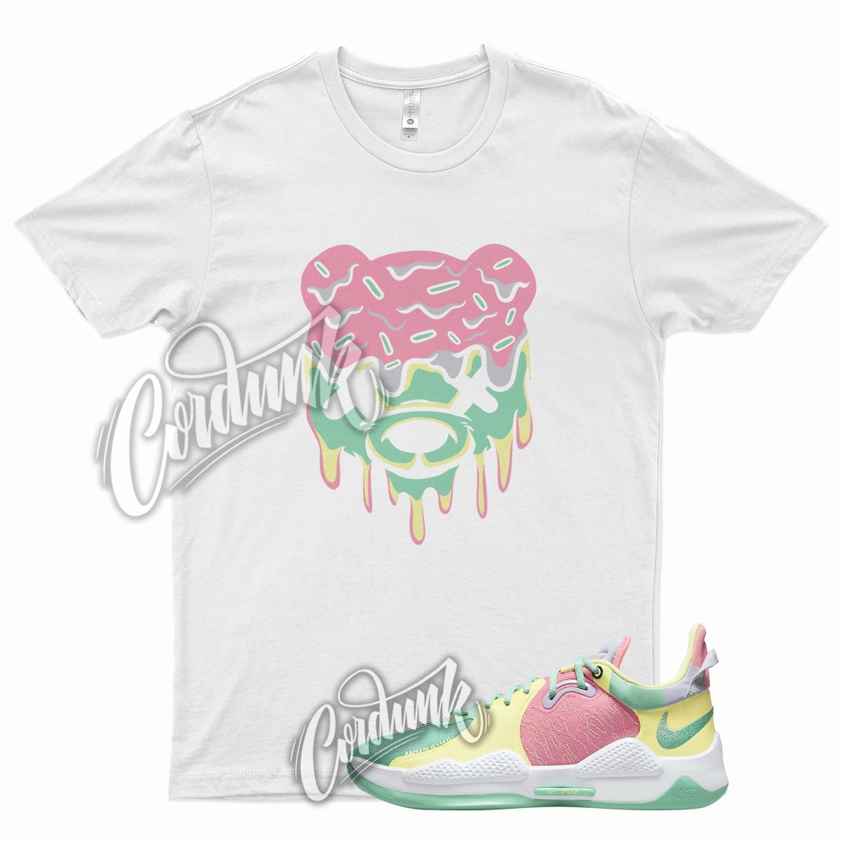 White DRIPPY Shirt for N PG 5 Daughters Sunset Pulse Green Pastel Purple Pink