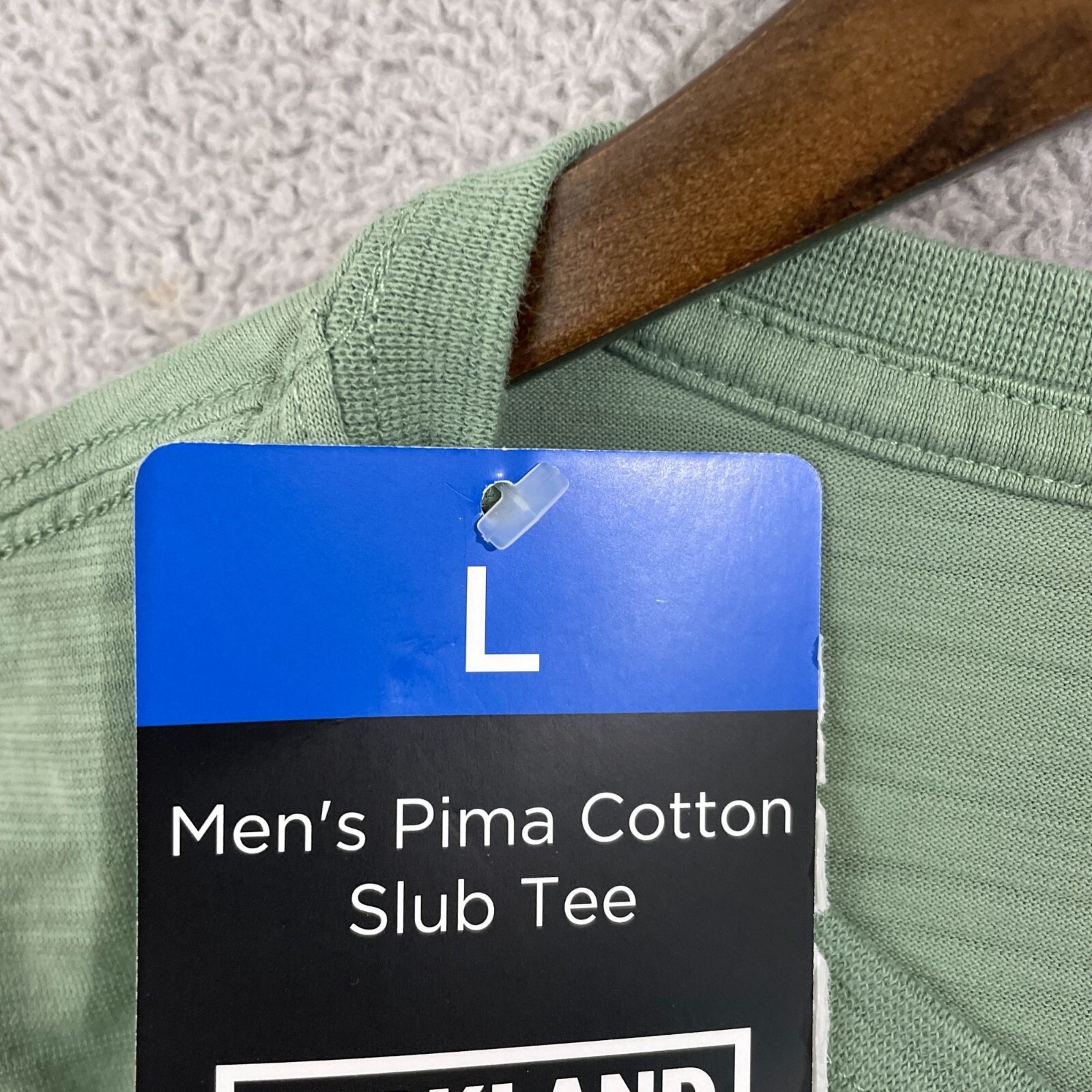 NEW Kirkland Signature Mens L Pima Cotton Slub Tee Green