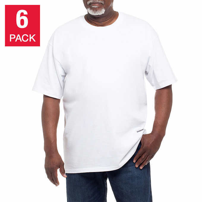 Kirkland Signature Men’s Crew Neck T Shirts 6 Pack Tagless 100% Combed Cotton