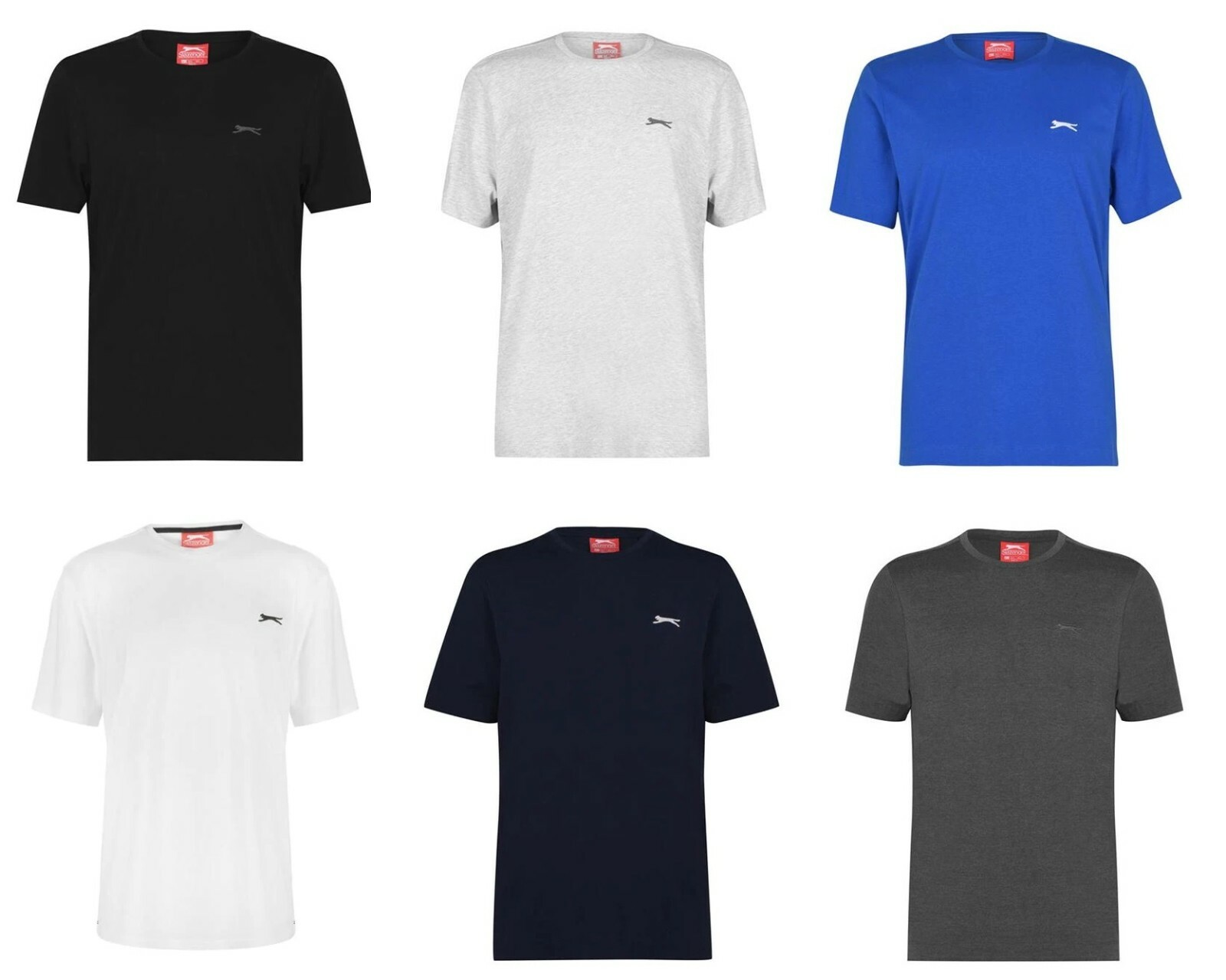Mens Slazenger 100% Cotton Plain Crew Neck T Shirt XS S M L XL XXL 3XL 4XL BNWT